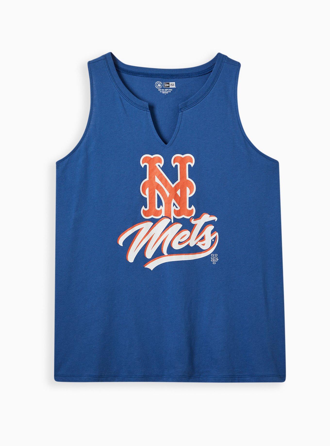 Plus Size - Split Neck Tank - Cotton MLB New York Mets Blue - Torrid