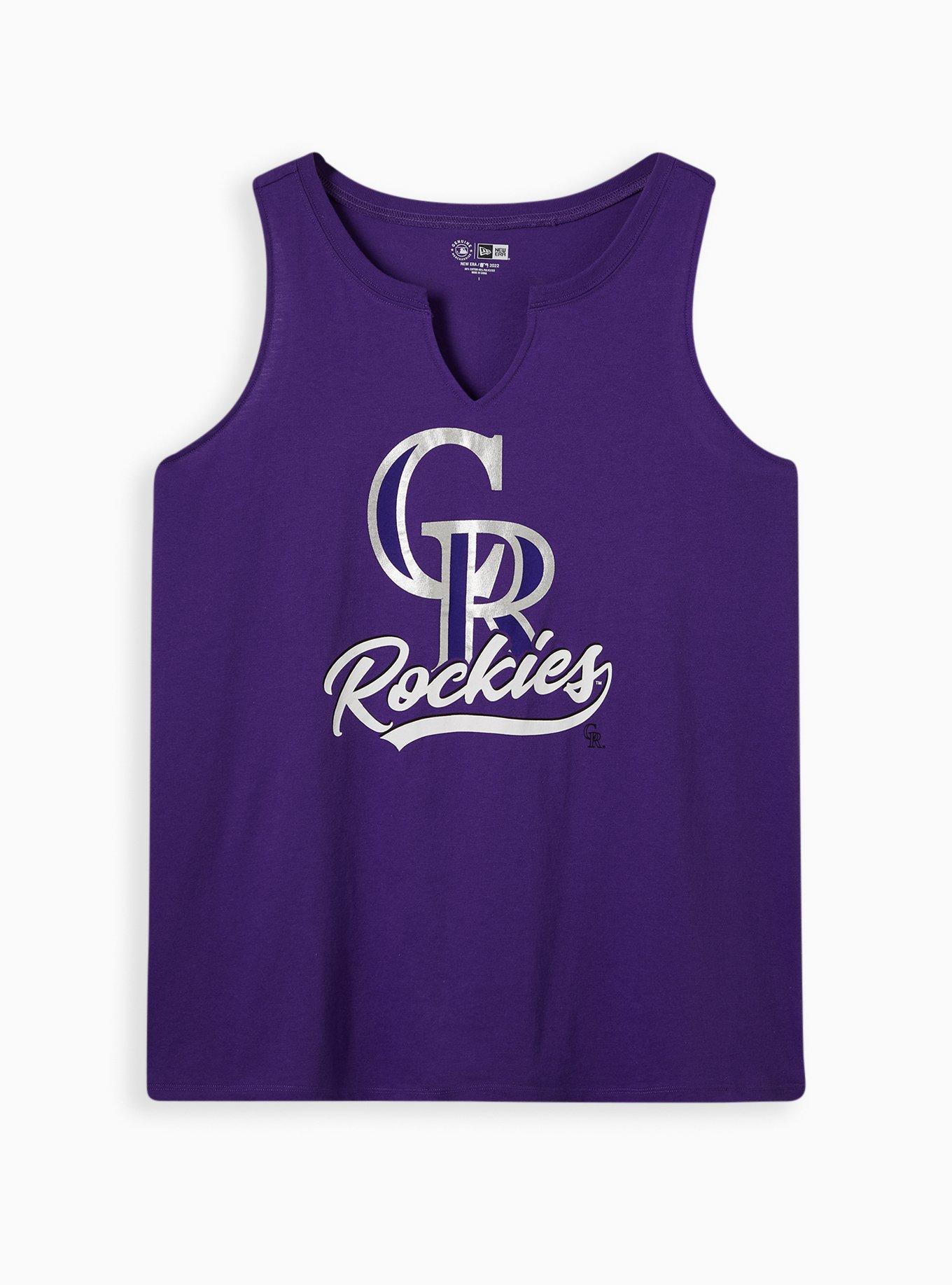 Plus Size - Split Neck Tank - Cotton MLB Colorado Rockies Purple