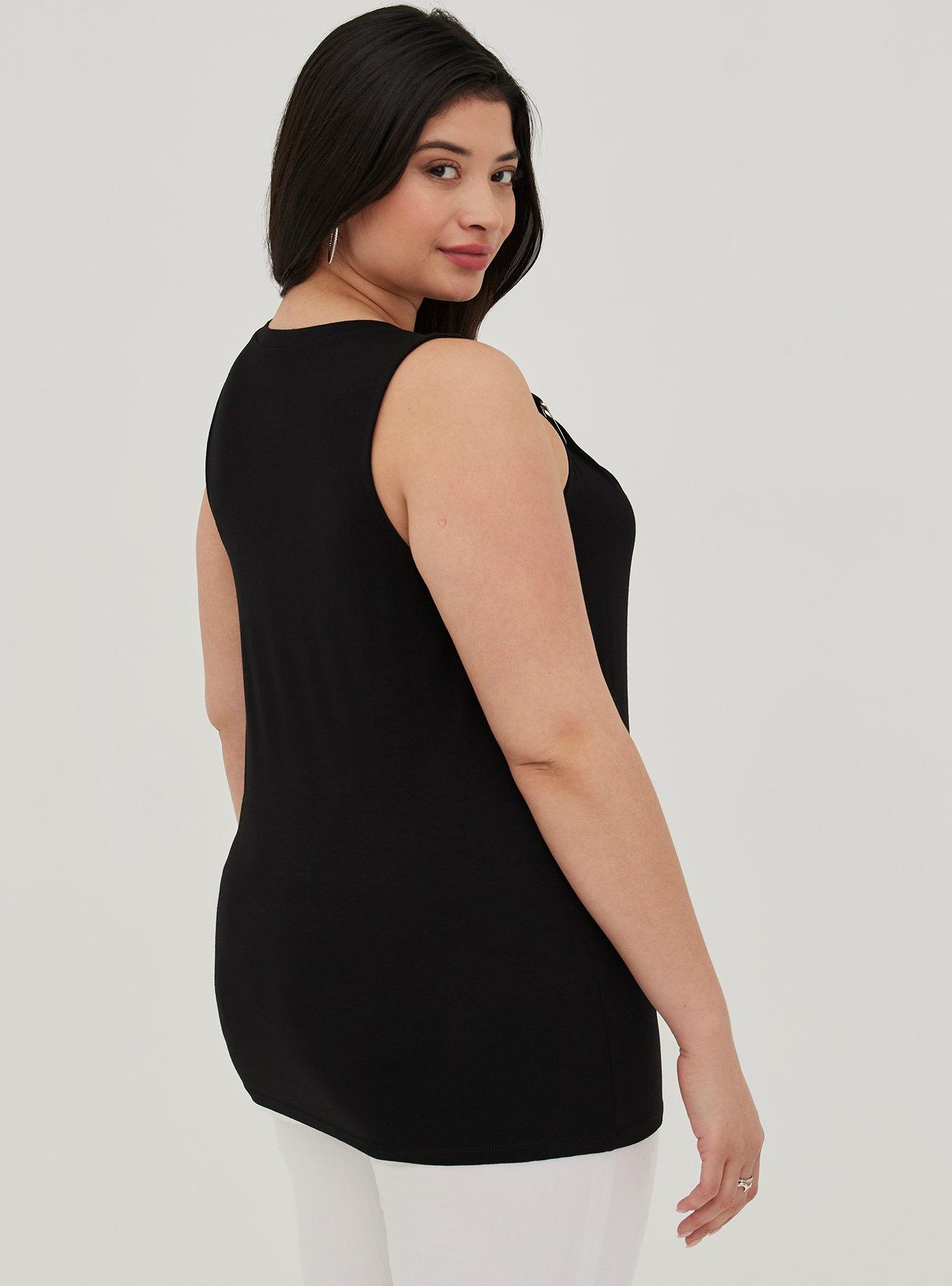 Plus Size Perfect Super Soft Crew Neck Tank, DEEP BLACK, alternate