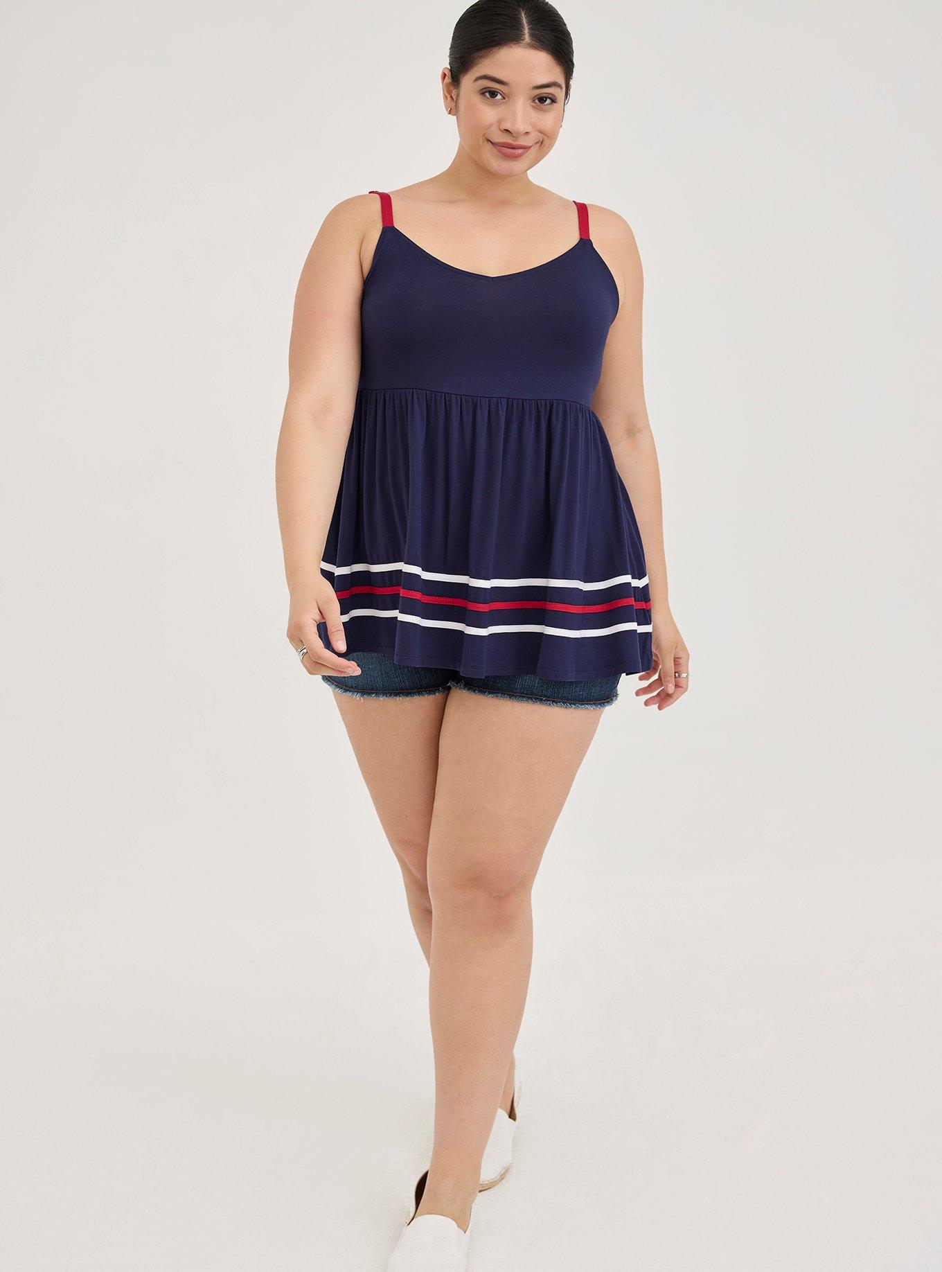 Plus Size Super Soft V-Neck Babydoll Top, PEACOAT, alternate