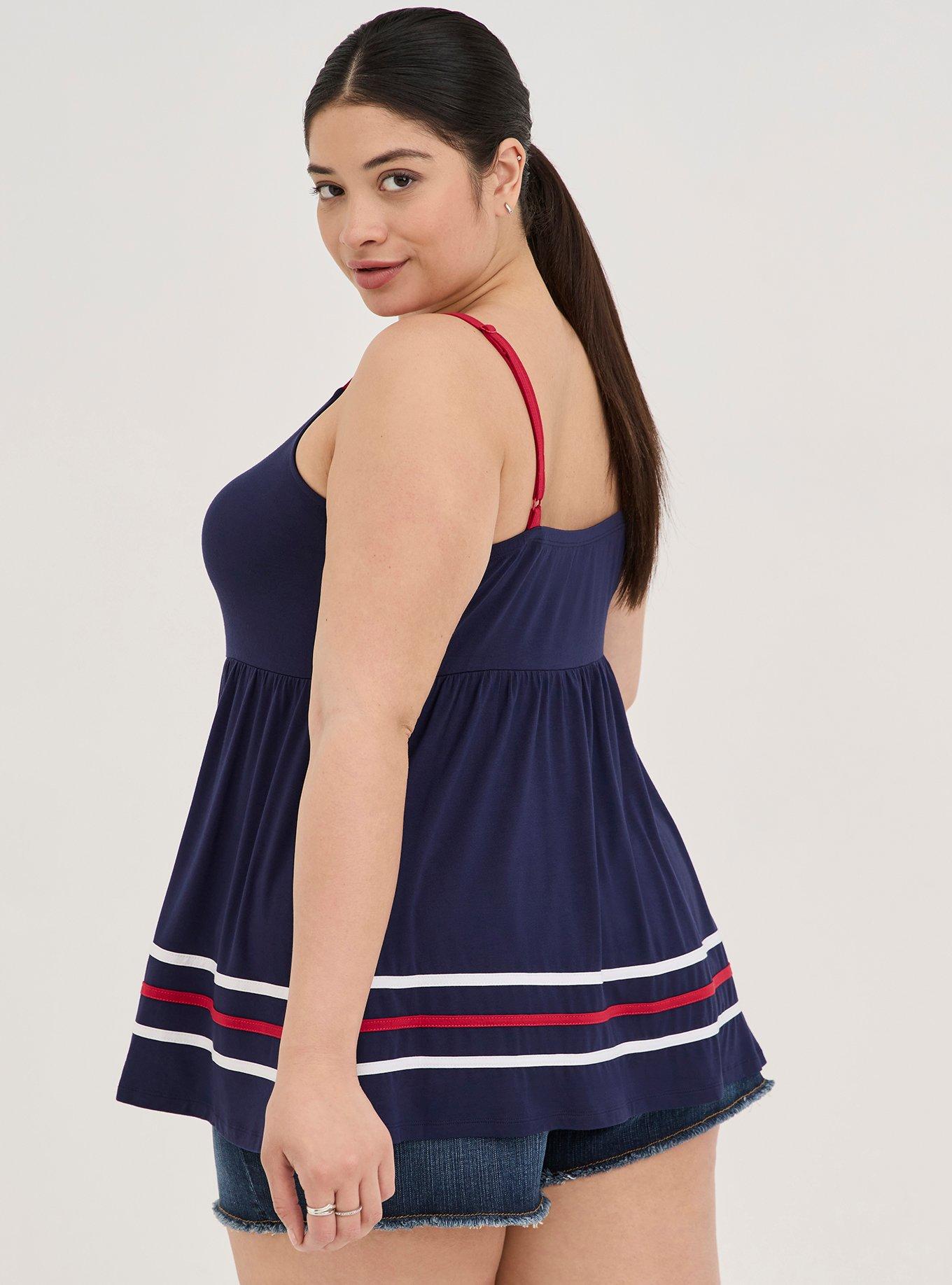 Plus Size Super Soft V-Neck Babydoll Top, PEACOAT, alternate