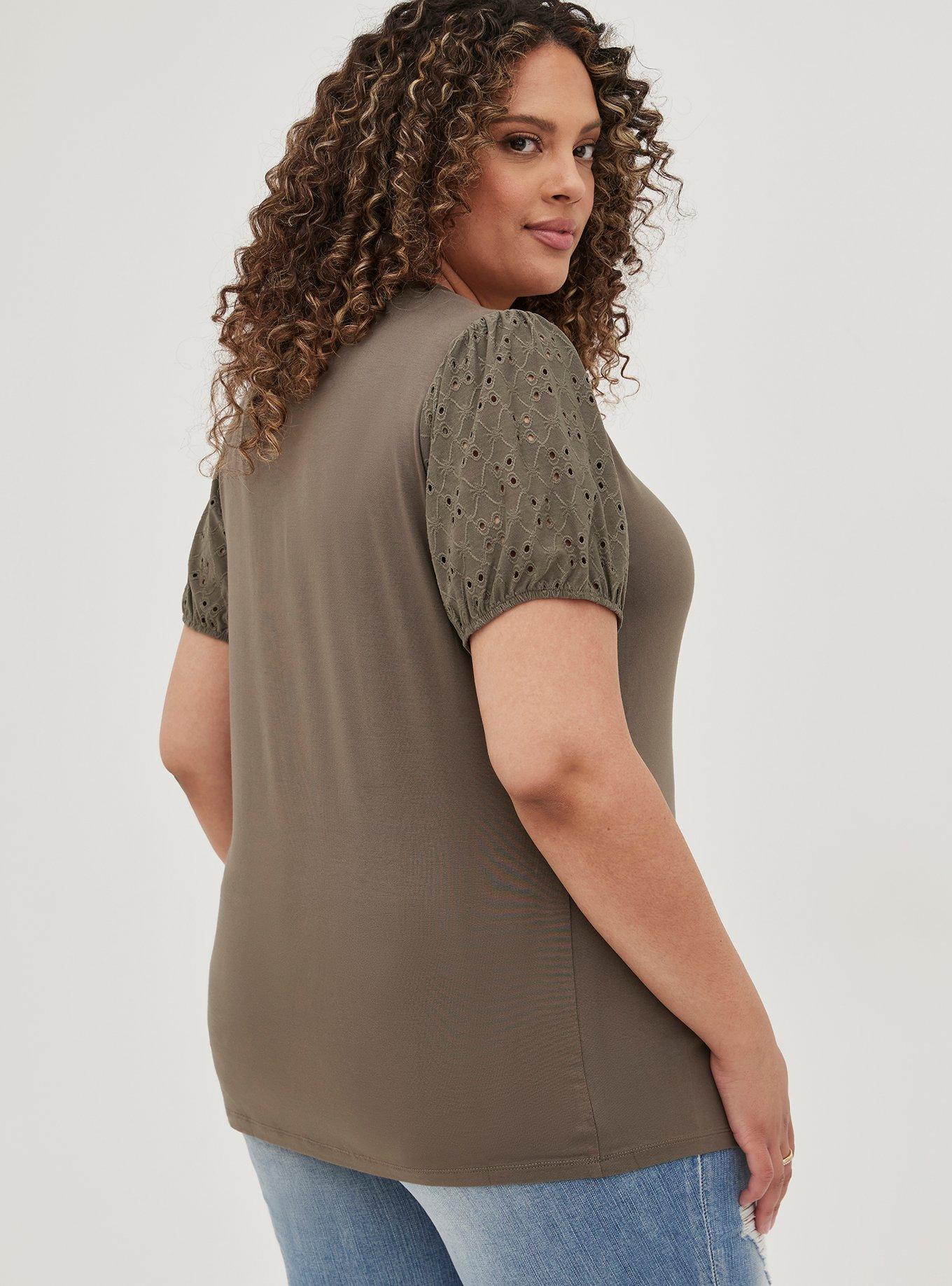Classic Fit Super Soft Scoop Neck Eyelet Sleeve Tee, DEEP DEPTHS, alternate