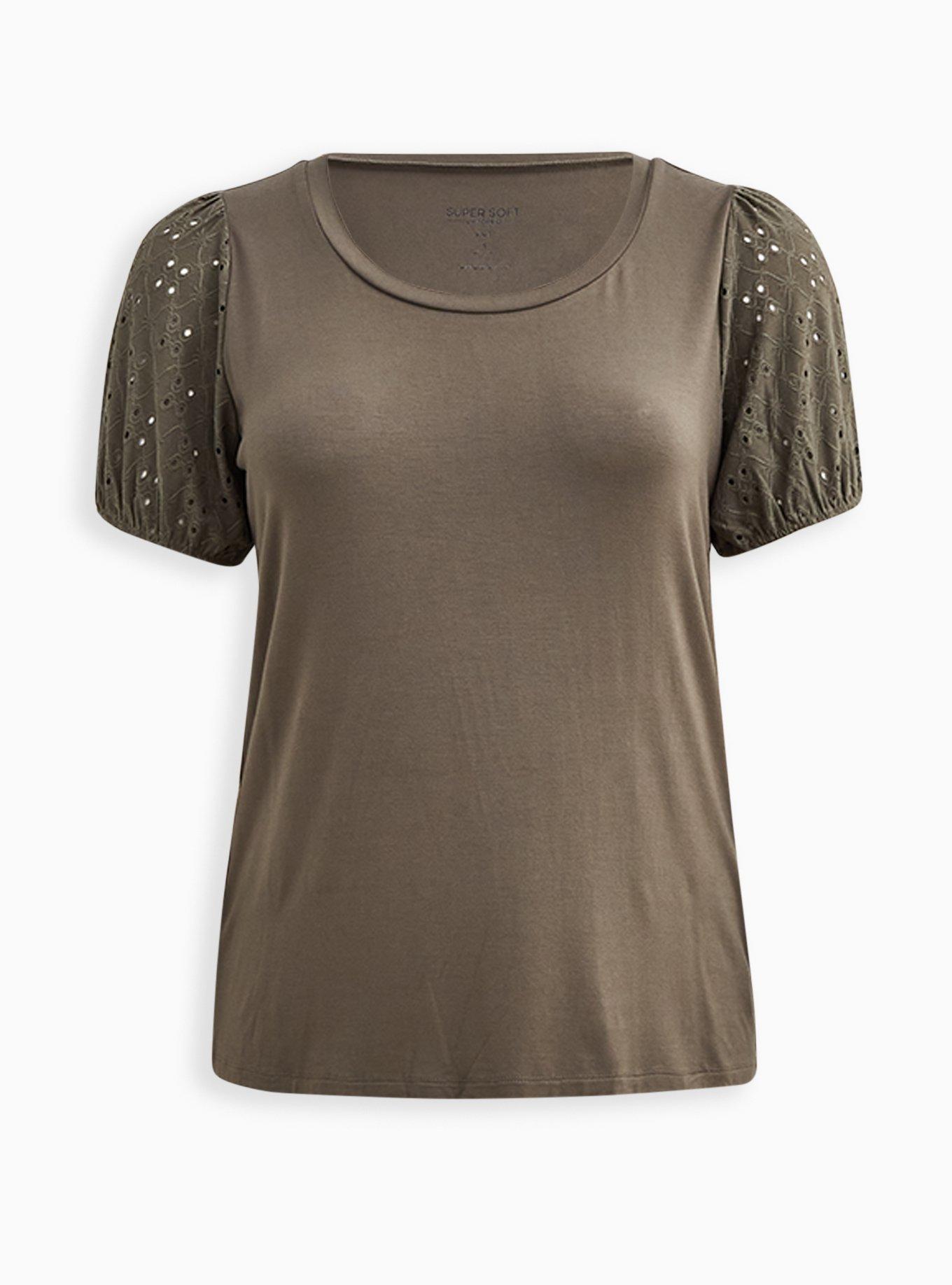 Classic Fit Super Soft Scoop Neck Eyelet Sleeve Tee, DEEP DEPTHS, hi-res