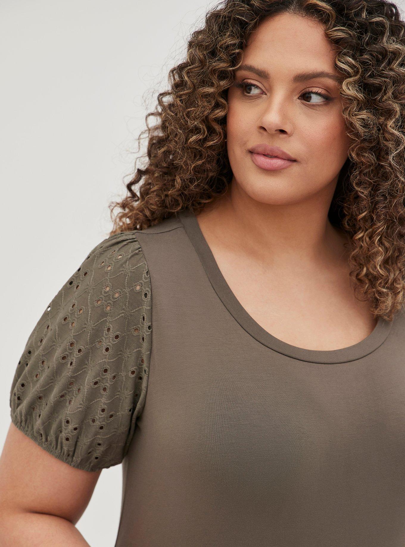 Classic Fit Super Soft Scoop Neck Eyelet Sleeve Tee, DEEP DEPTHS, hi-res