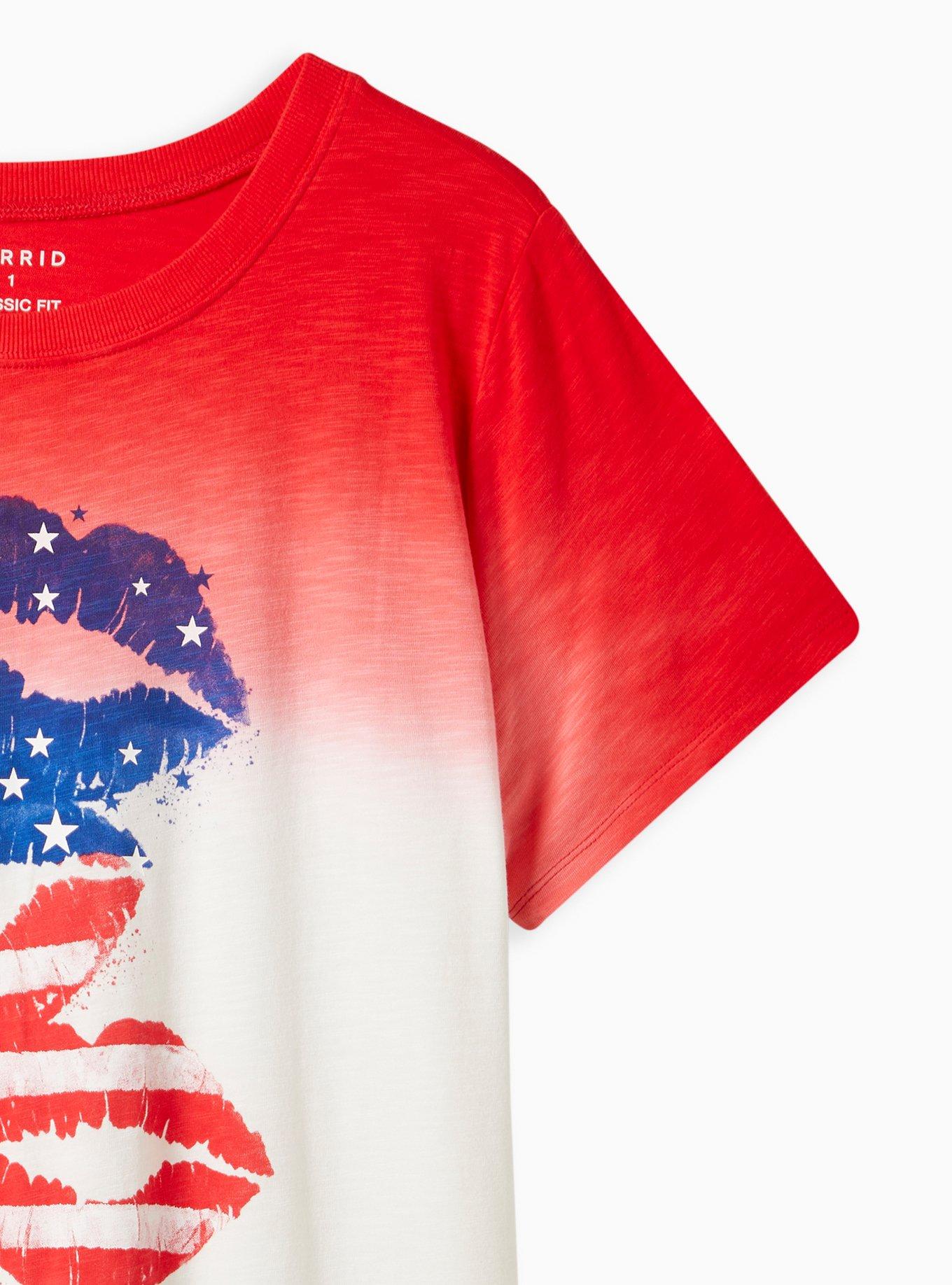 Vintage Tee - Triblend Jersey Lips Dip Dye Red & White , TIE DYE, alternate