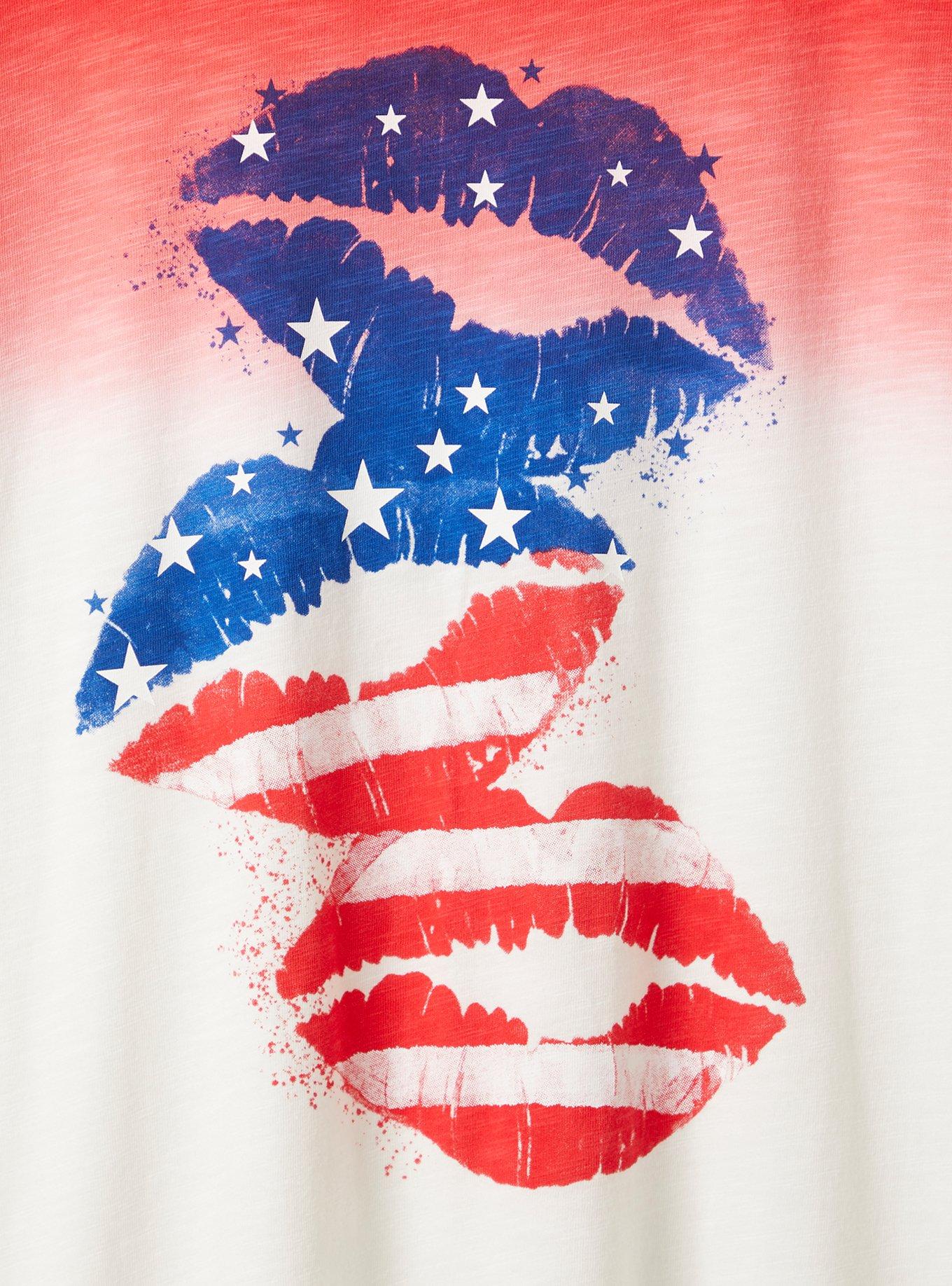 Vintage Tee - Triblend Jersey Lips Dip Dye Red & White , TIE DYE, alternate