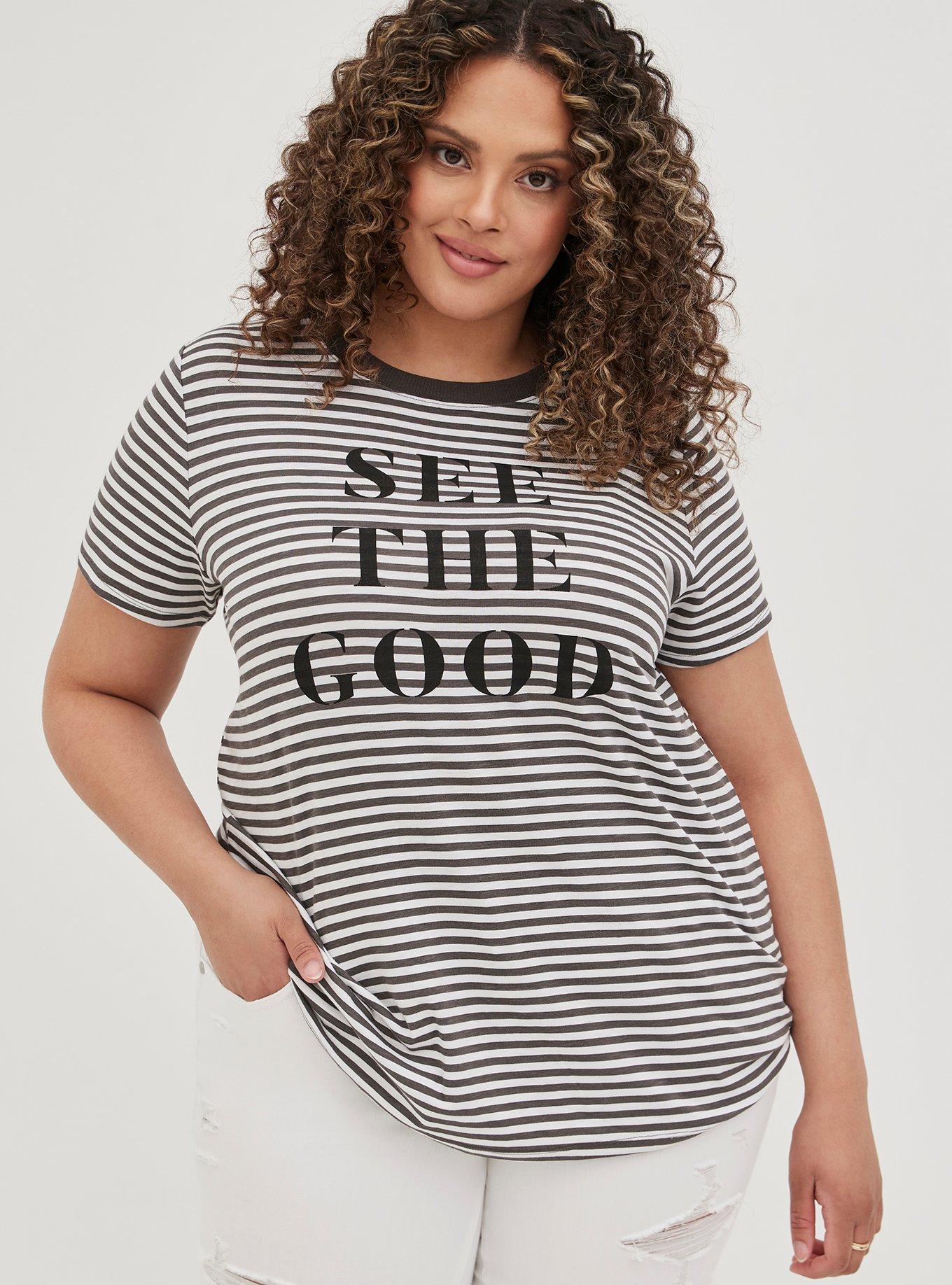 Plus Size - Vintage Tee - Super Soft Slub See The Good Stripe - Torrid