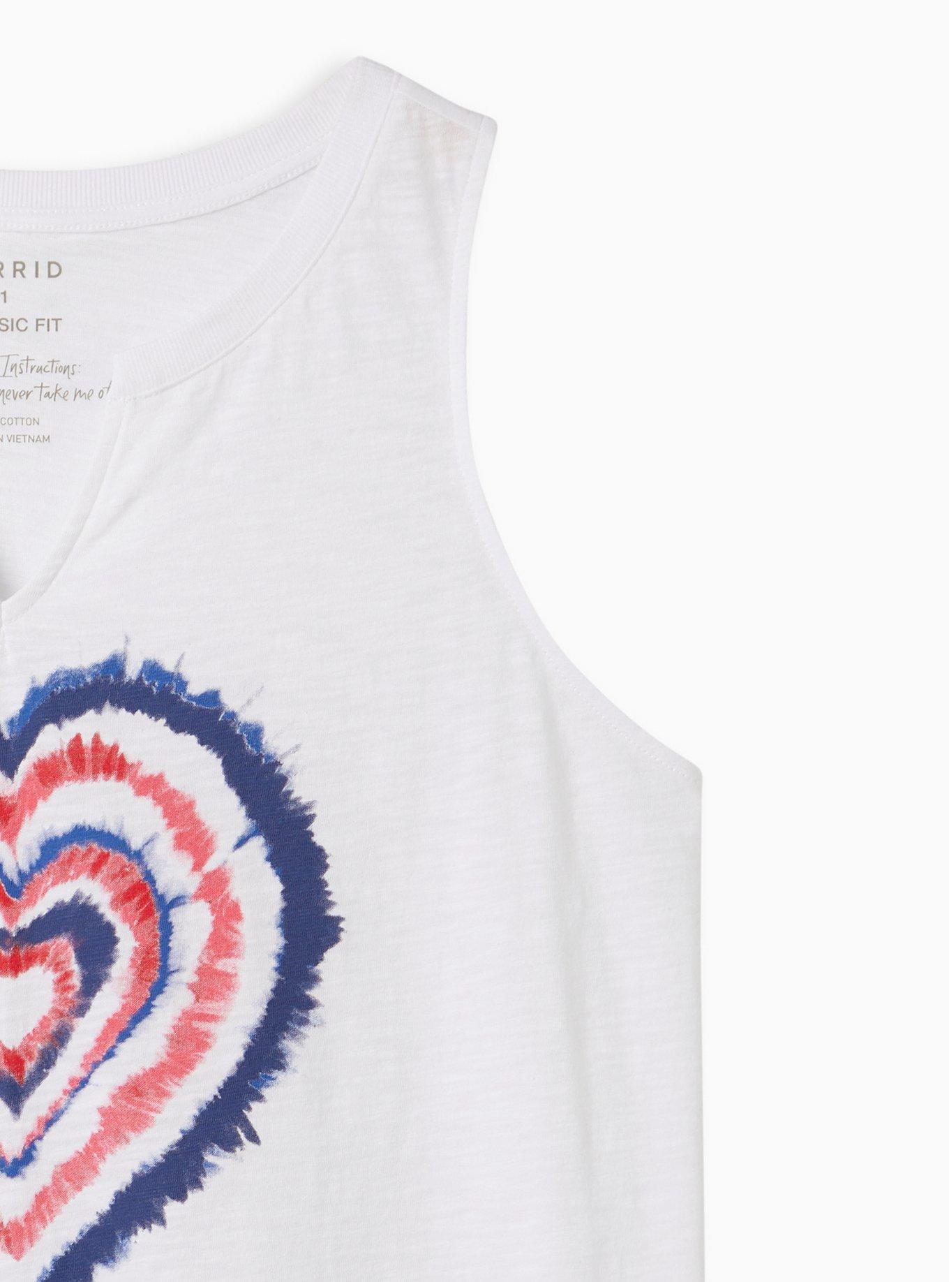 Plus Size Graphic Heritage Slub V-Neck Split Tank, AMERICANA HEART WHITE, alternate