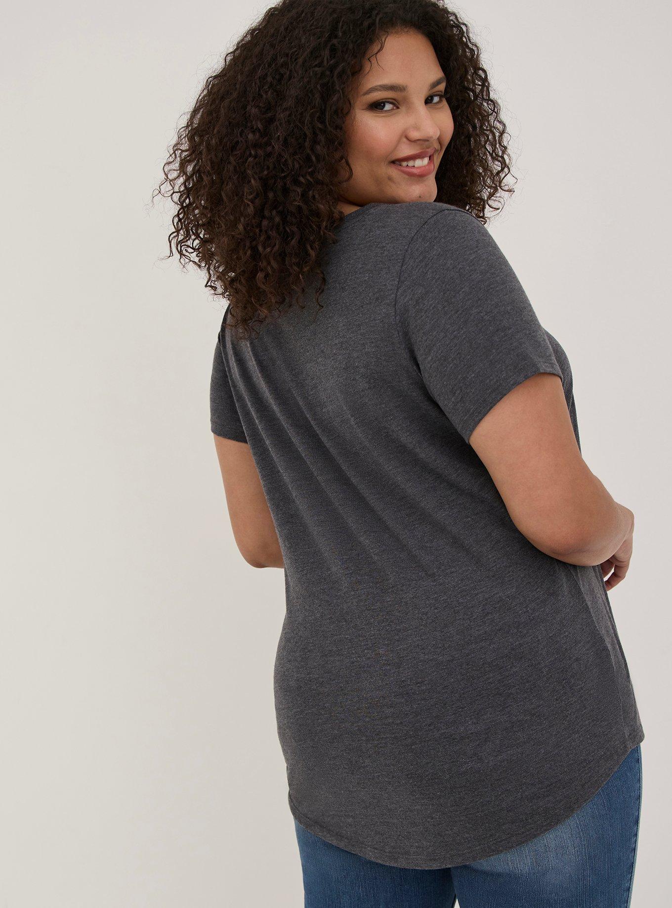 Plus Size Girlfriend Tee - Signature Jersey Pop Art Lips Charcoal, CHARCOAL, alternate