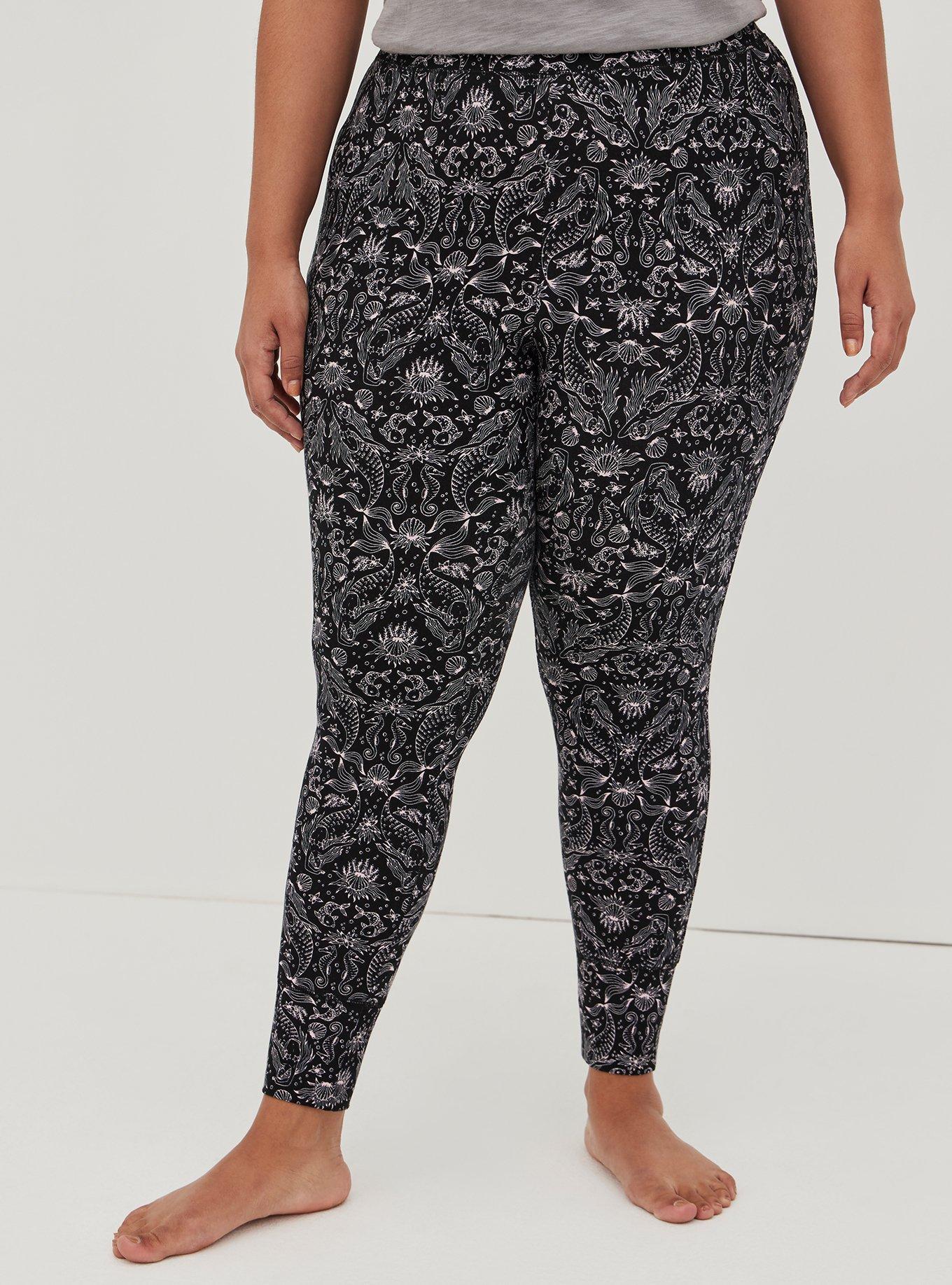 Plus Size Sleep Legging - Foxy Mermaid Black, MERMAID WATERS, alternate