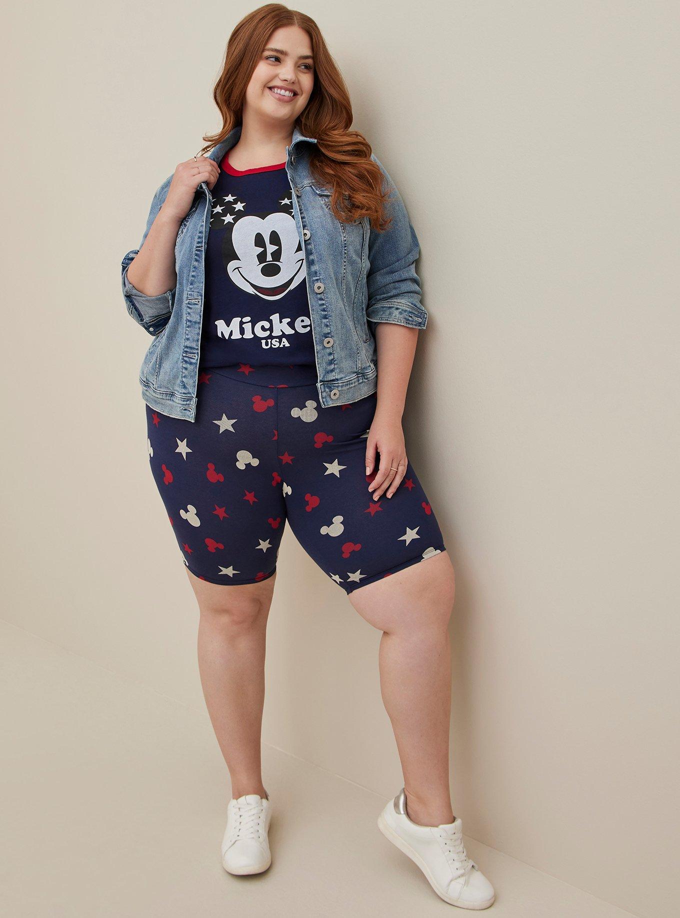 Plus Size Disney Mickey Mouse Bike Shorts Ears Stars Blue