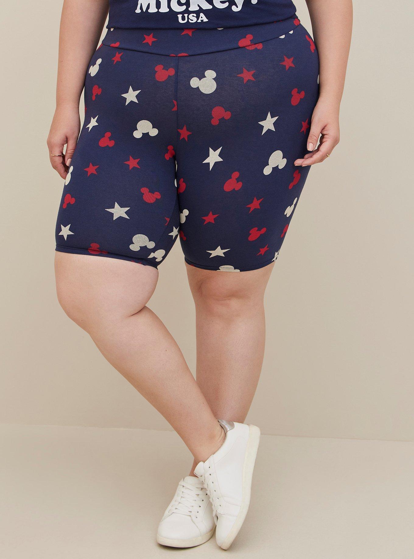 Plus Size Disney Mickey Mouse Bike Shorts Ears Stars Blue