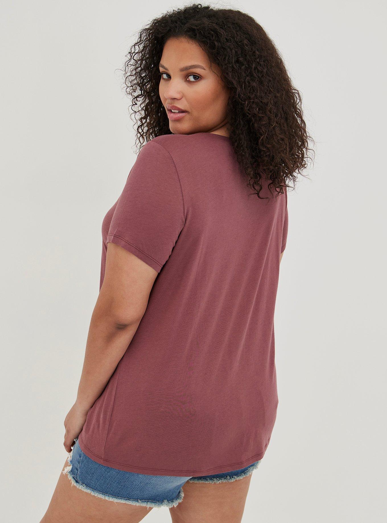 Plus Size Classic Fit Cotton Modal Crochet Neck Tee, GINGER, alternate