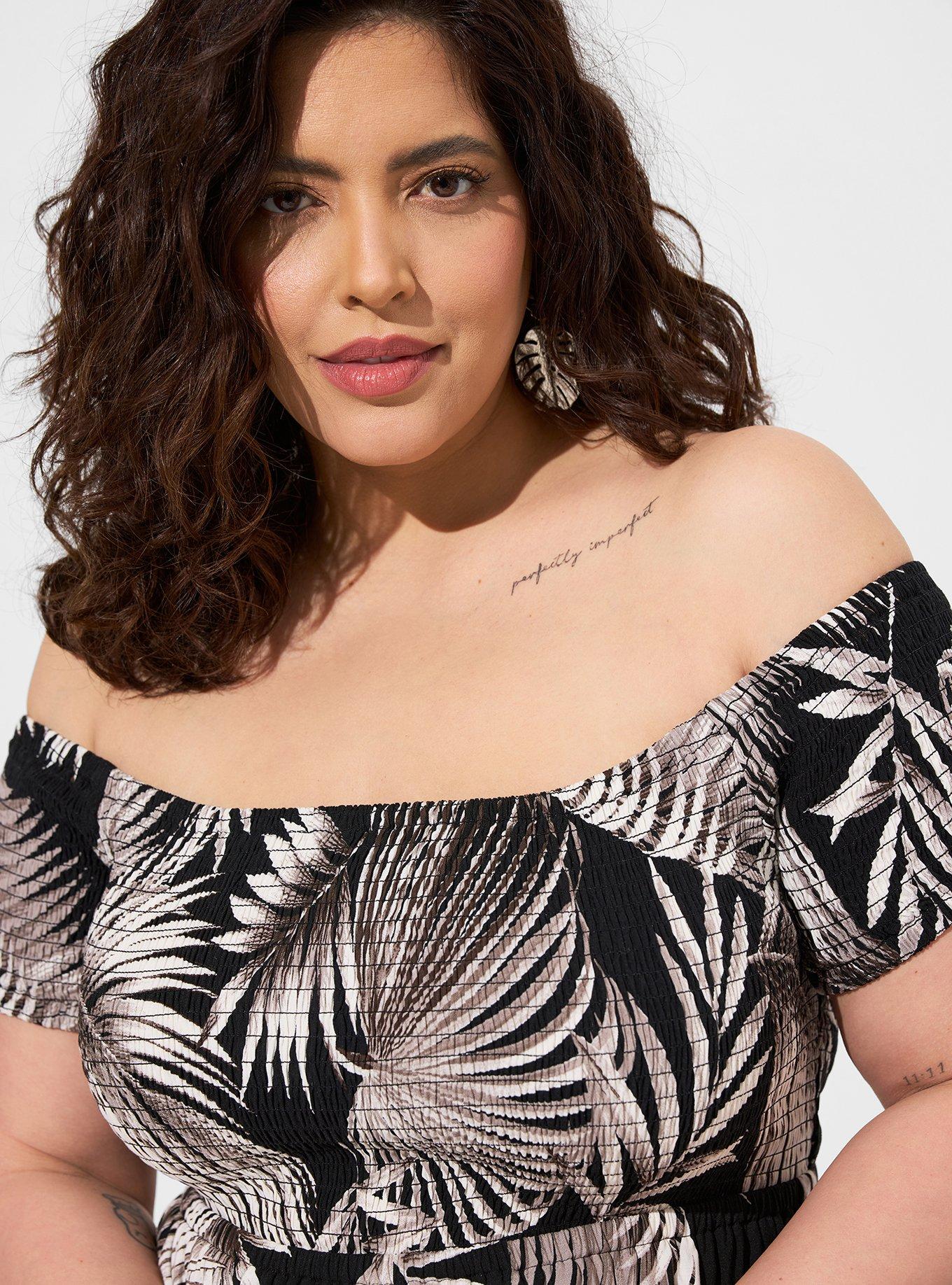 Plus Size - Maxi Challis Off Shoulder Tulip Hi-Low Dress - Torrid