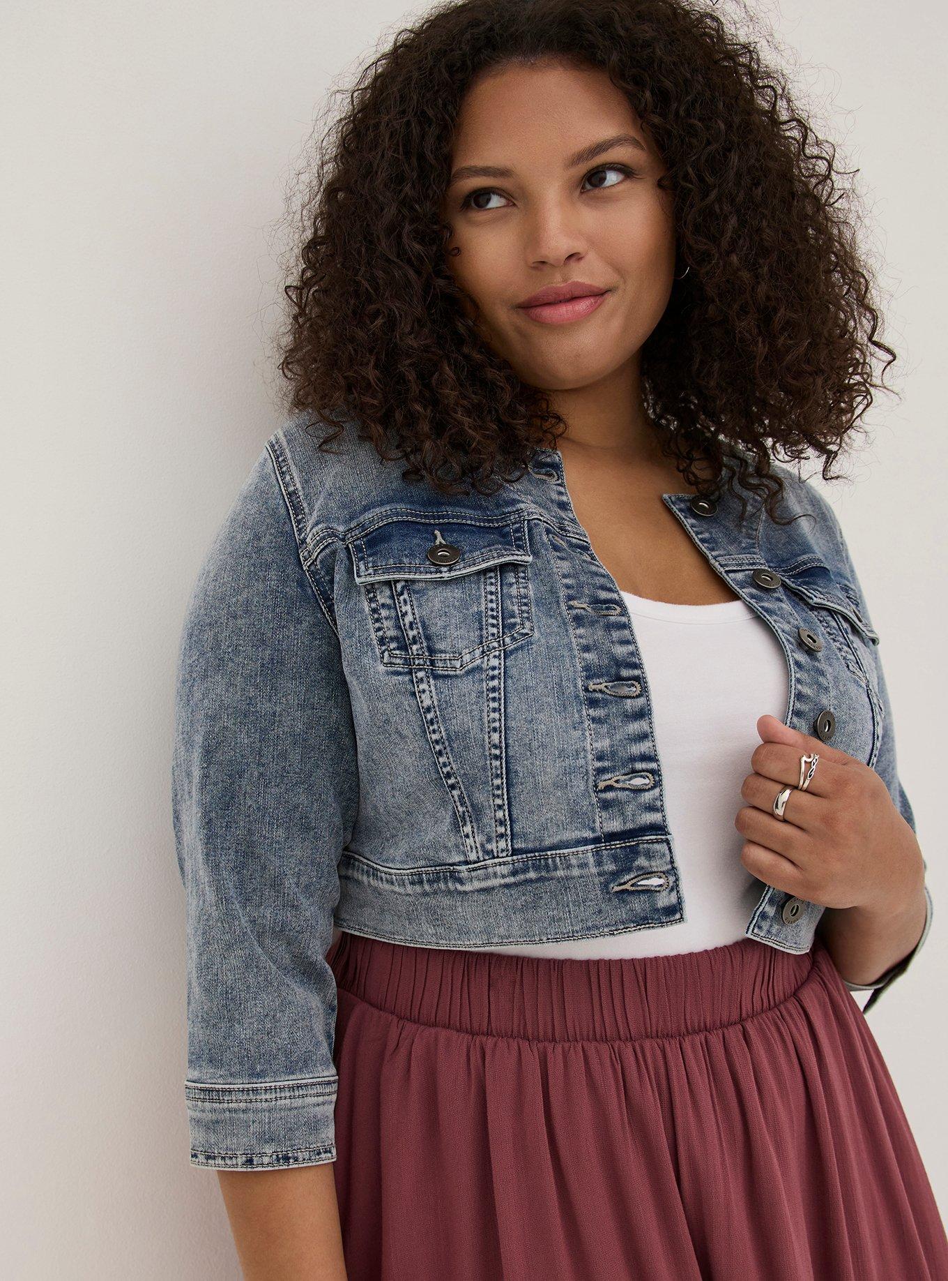 Torrid cropped denim outlet jacket