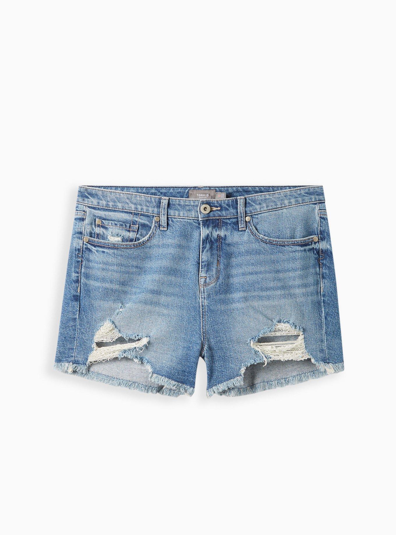 Plus Size Mid Rise Shortie Short Classic Denim Medium Wash Torrid