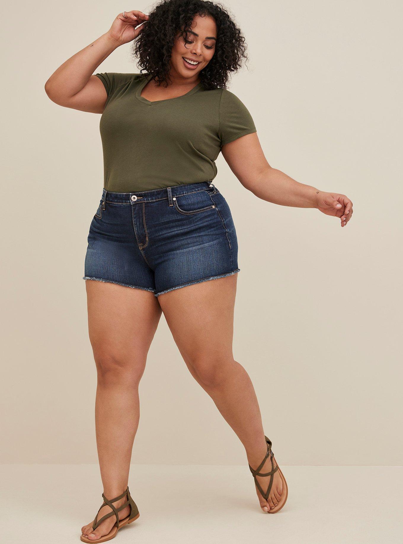 Plus Size - High Rise A-Line Shortie Short - Vintage Stretch Dark