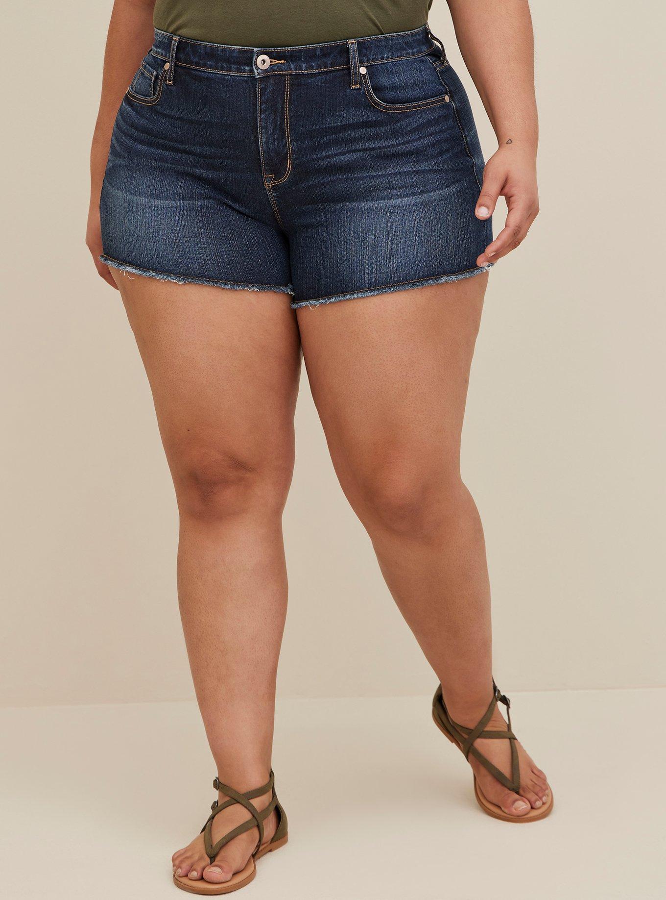 Plus Size - High Rise A-Line Shortie Short - Vintage Stretch Dark Wash -  Torrid