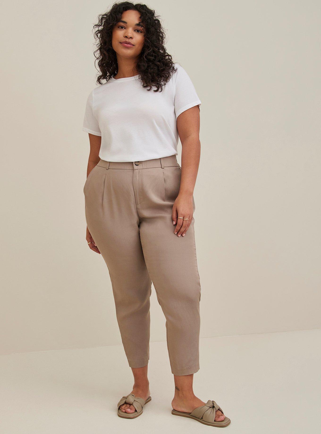 Mid rise best sale linen blend pants