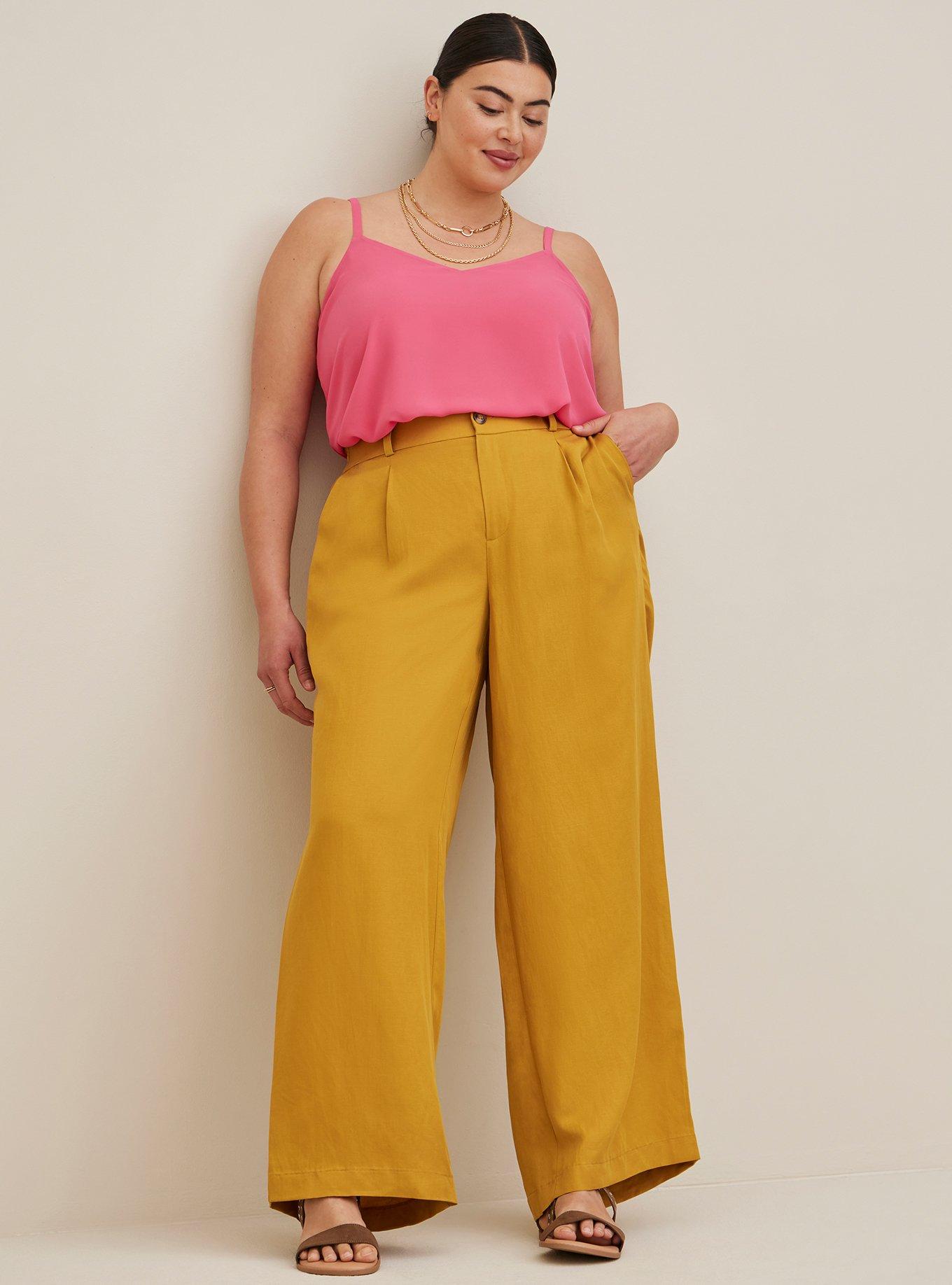 Women's High-Rise Pleat Front Wide Leg Trousers - A New Day Orange 18 1 ct