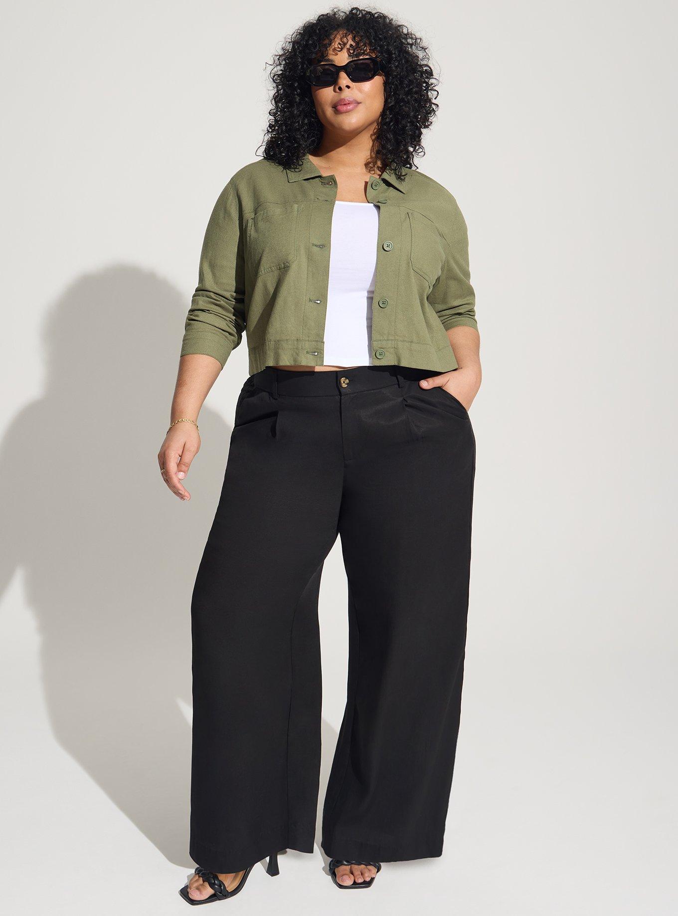 Linen Pants for Women Plus Size Wide Leg Pants for Women Cropped