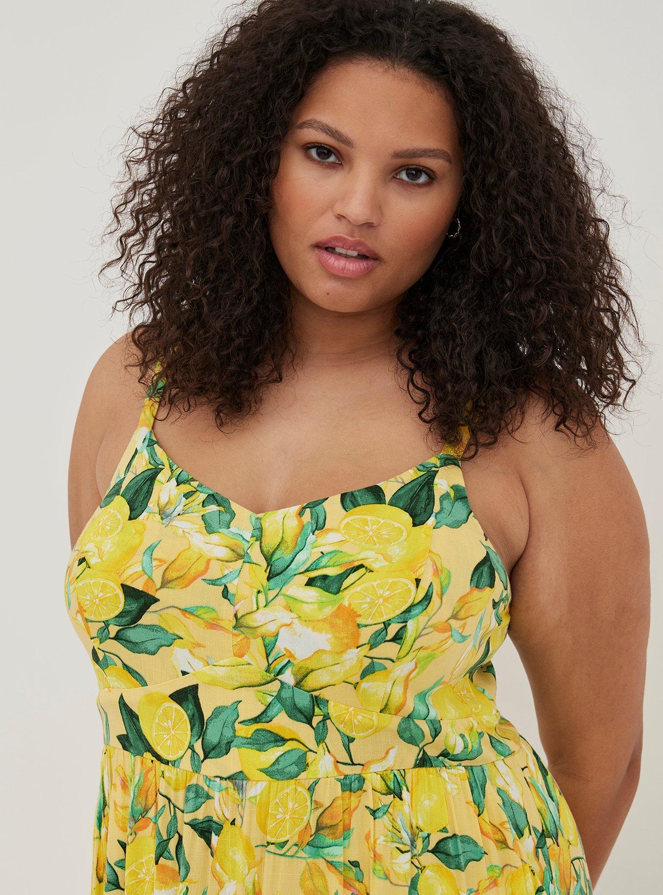 Torrid Yellow Floral Midi Wash Gauze Tiered Dress Size 4X - $36