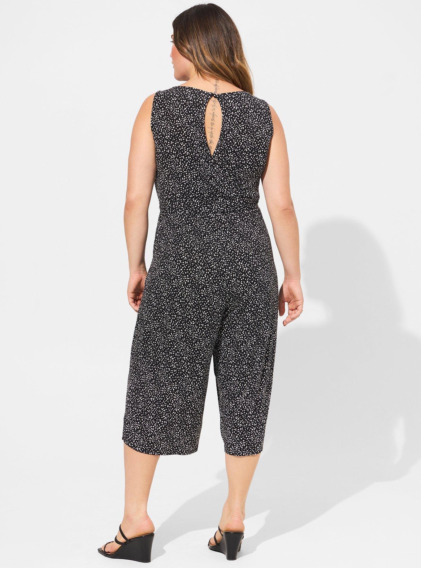 ADORA Full Size Elastic Ruffle Shoulder Jumpsuit Plus Size