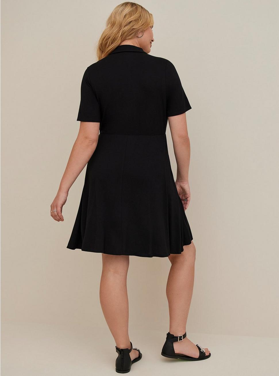 Plus Size Mini Super Soft Collared Dress, DEEP BLACK, alternate