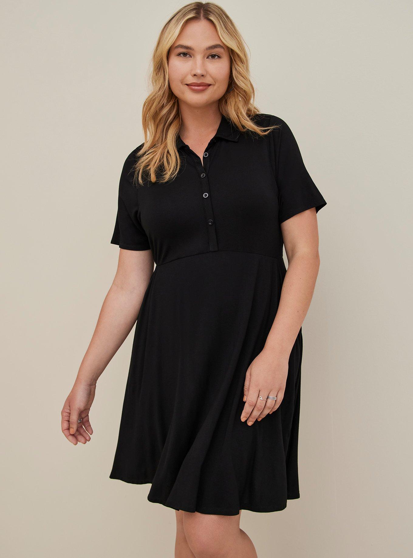 Mini Super Soft Collared Dress, DEEP BLACK, alternate