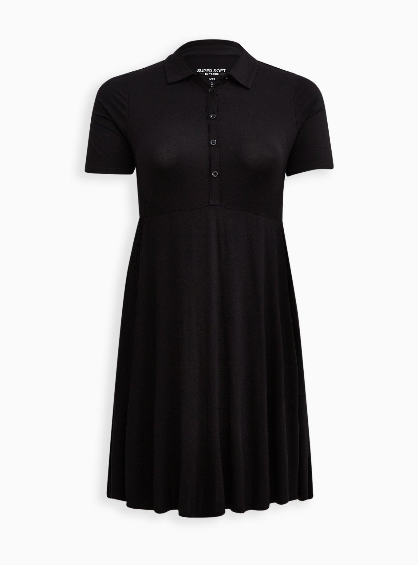 Mini Super Soft Collared Dress, DEEP BLACK, hi-res