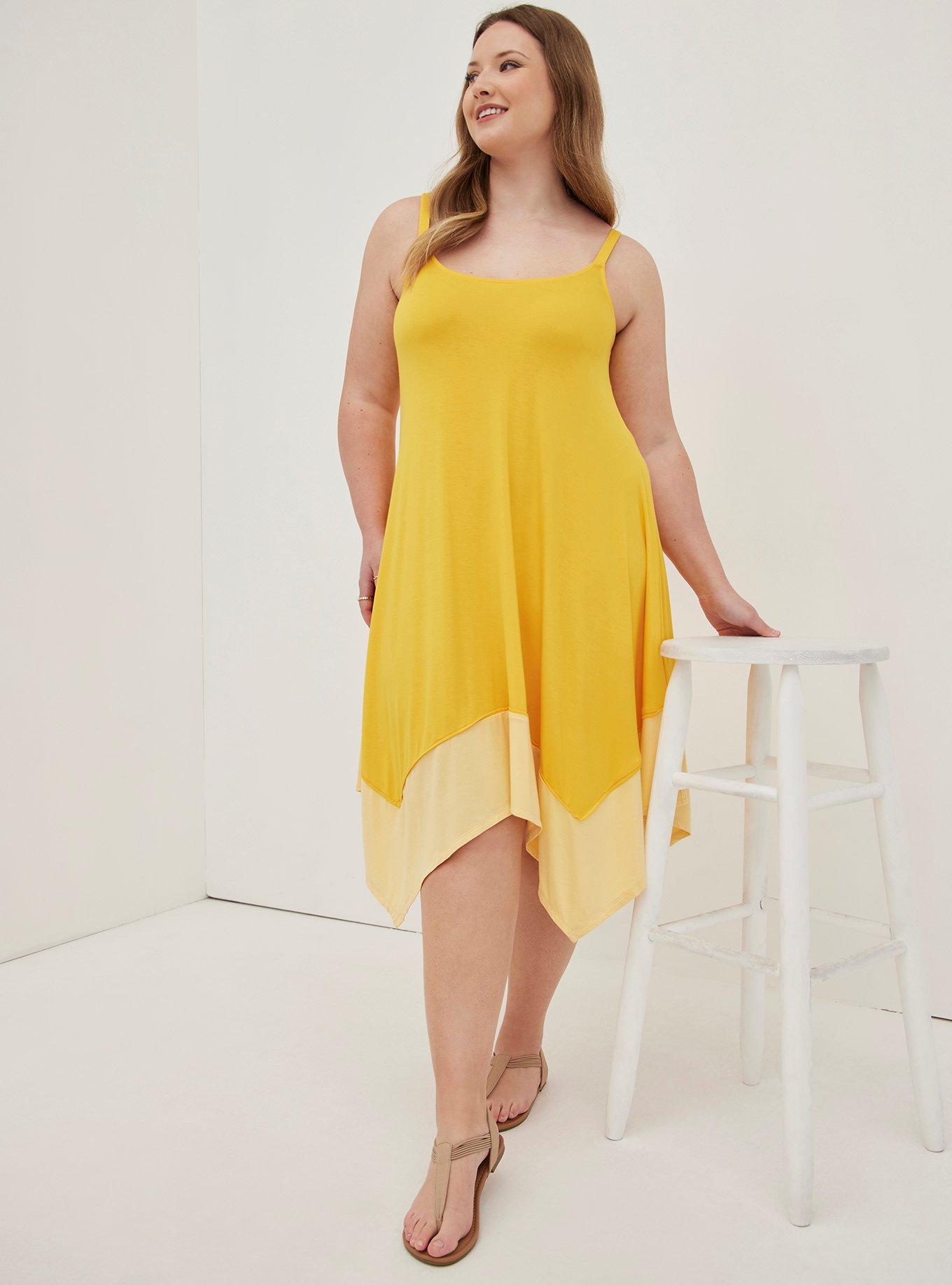 Mini Jersey Hanky Hem Dress, YELLOW, alternate