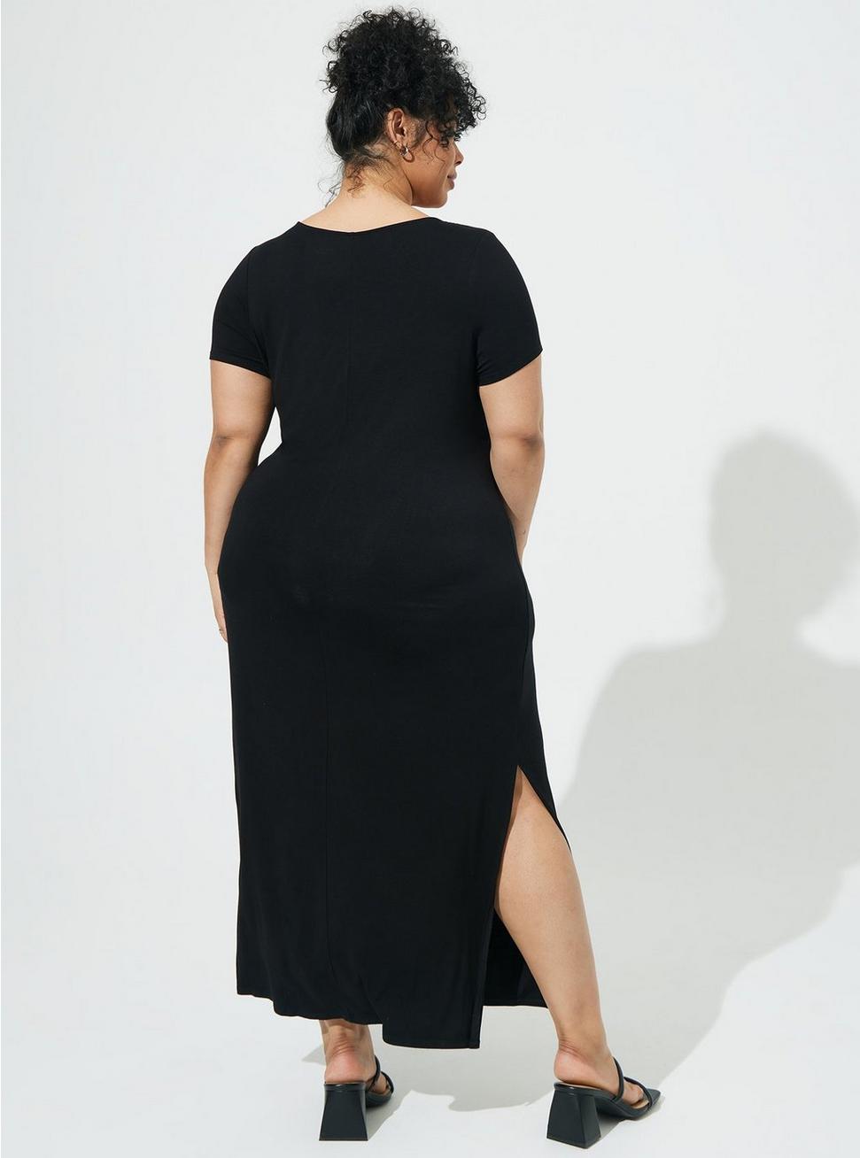 Maxi Super Soft Slit Dress, DEEP BLACK, alternate
