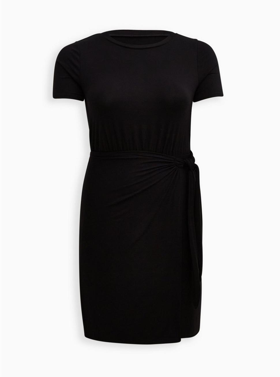 Wrap Skirt Mini Dress - Super Soft Black, DEEP BLACK, hi-res