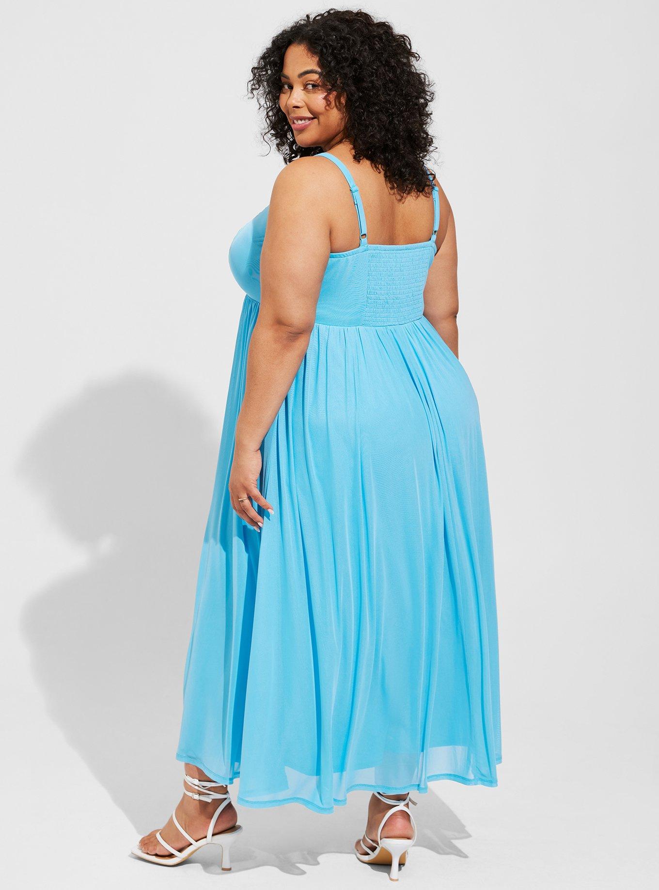 Plus Size - Soft Mesh Pleated Maxi Dress - Torrid