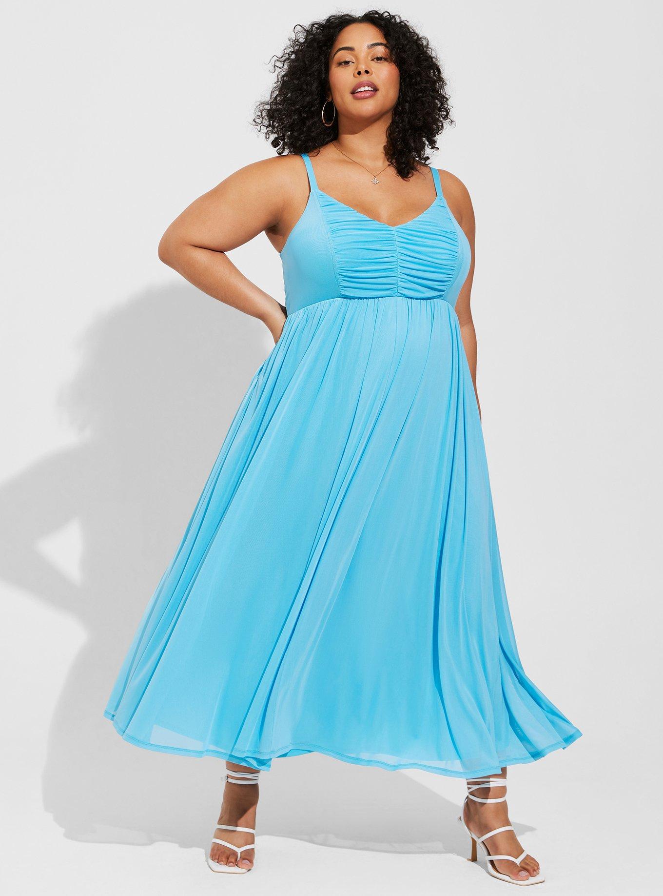 Plus Size Soft Mesh Pleated Maxi Dress Torrid