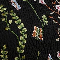 Smocked Bodice Off Shoulder Skater Dress - Black Lace , FLORAL BLACK, swatch