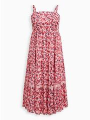 Maxi Chiffon And Lurex Tiered Dress, FLORAL PINK, hi-res