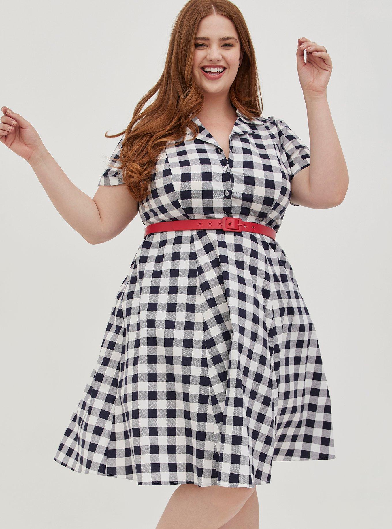 Plus Size - Midi Poplin Fit & Flare Dress - Torrid