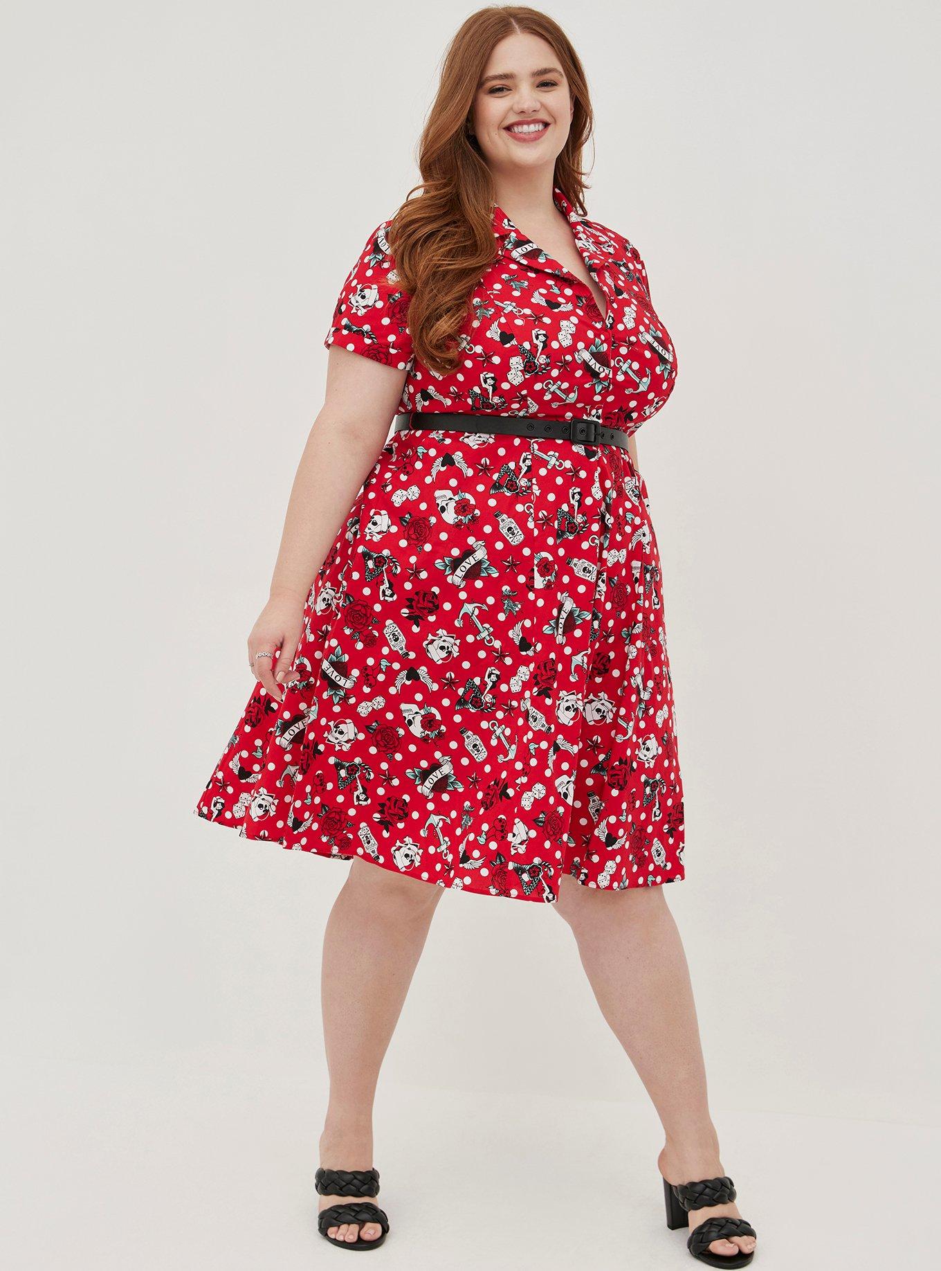 Fellow skygge vækst Plus Size - Midi Poplin Collared Swing Dress - Torrid