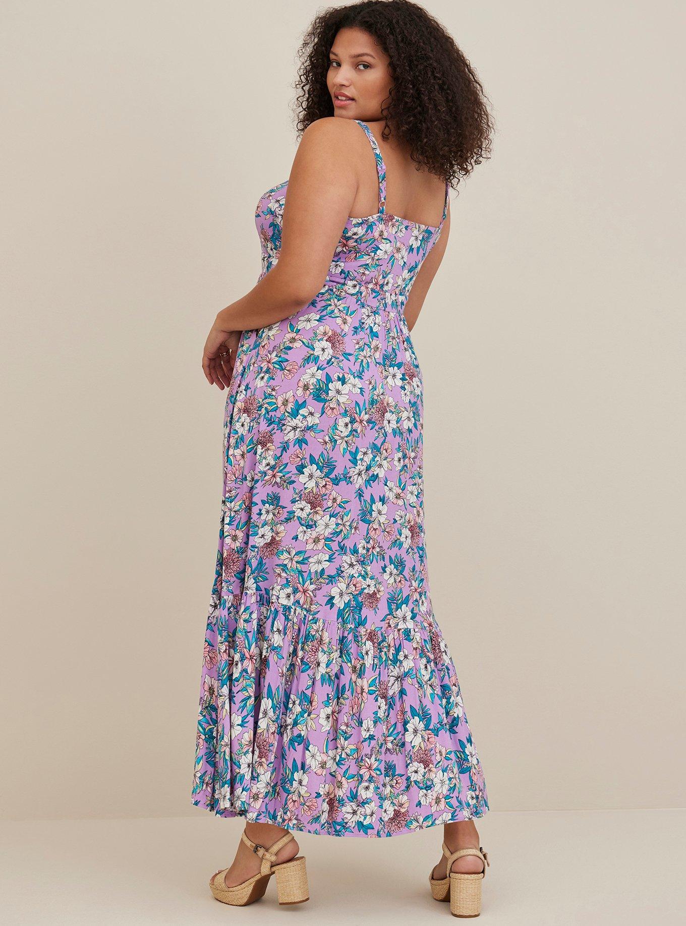 Plus Size Maxi Lenny Tiered Dress, FLORAL PURPLE, alternate