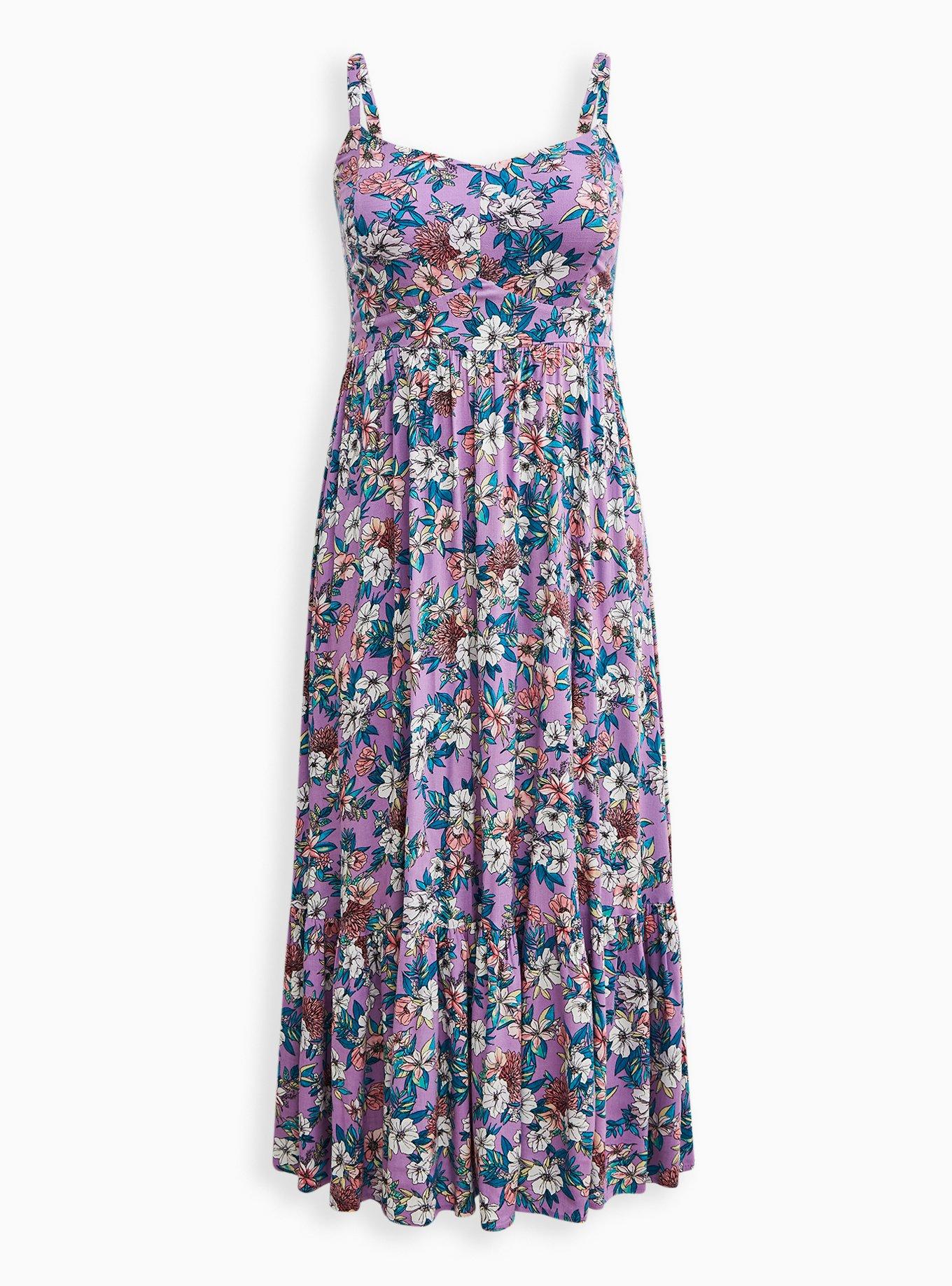 Plus Size Maxi Lenny Tiered Dress, FLORAL PURPLE, hi-res
