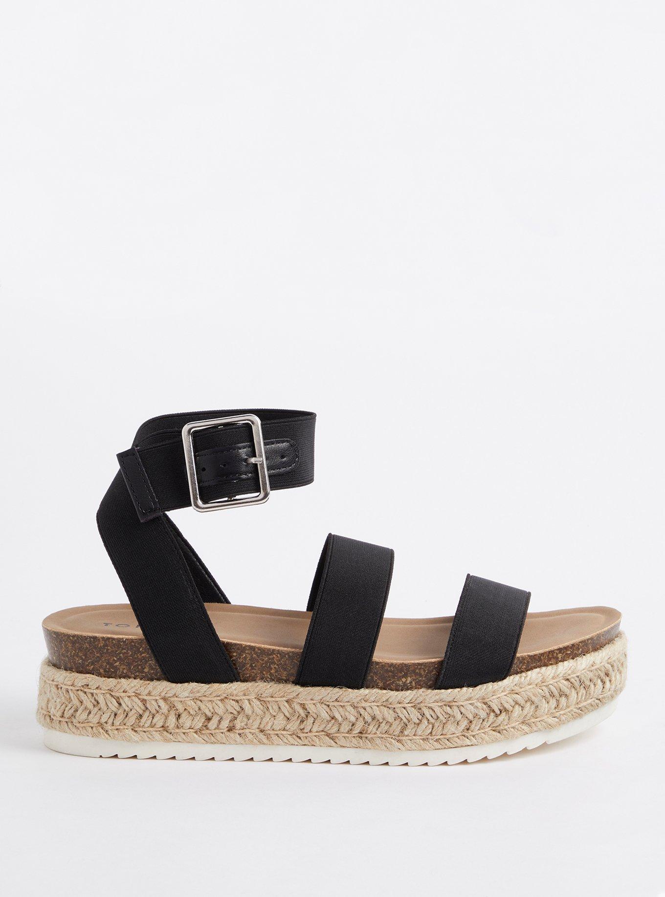 Elastic Espadrile Platform Sandal - Black (WW), BLACK, alternate