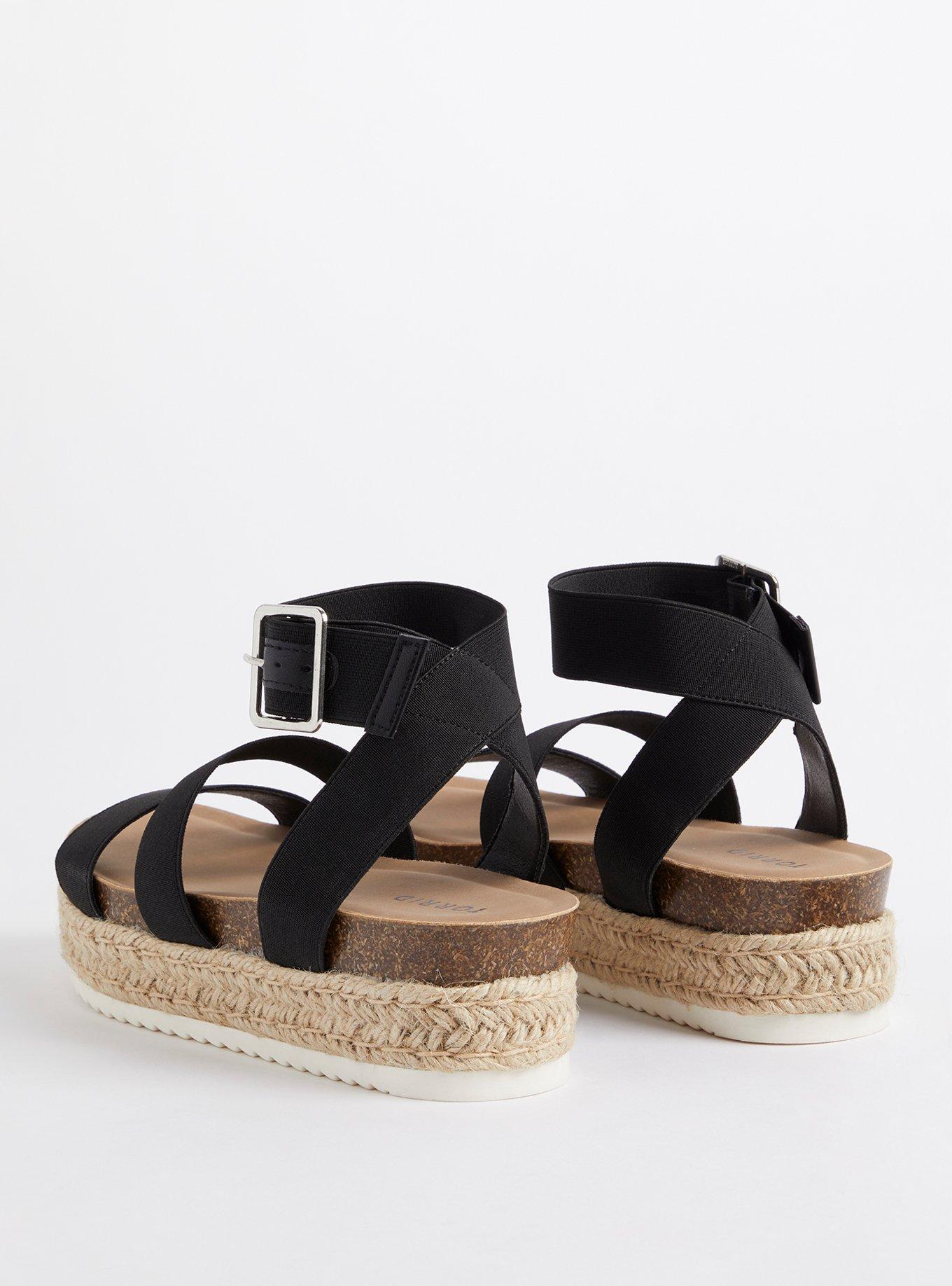 Elastic Espadrile Platform Sandal - Black (WW), BLACK, alternate