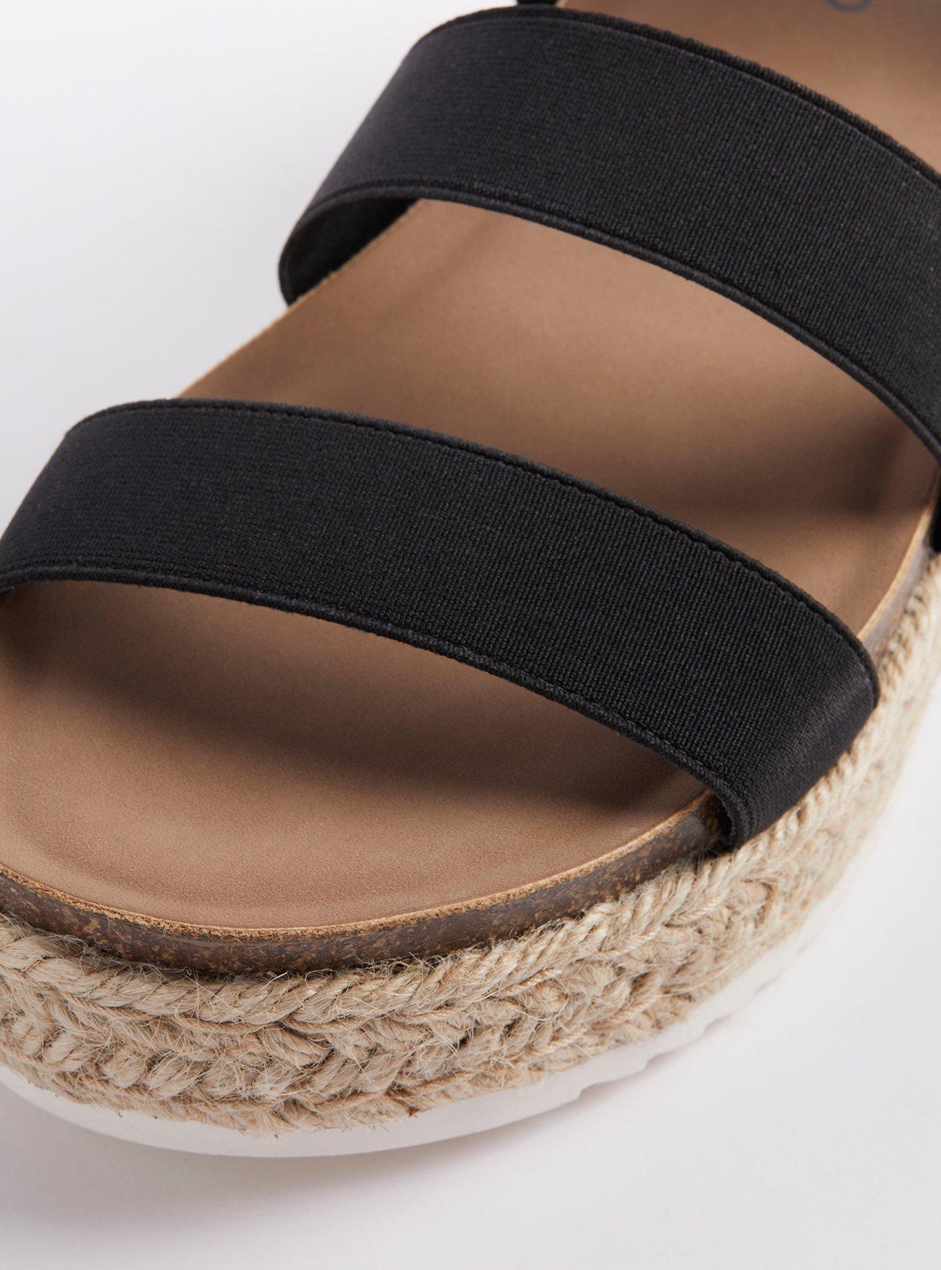 Elastic Espadrile Platform Sandal - Black (WW), BLACK, alternate