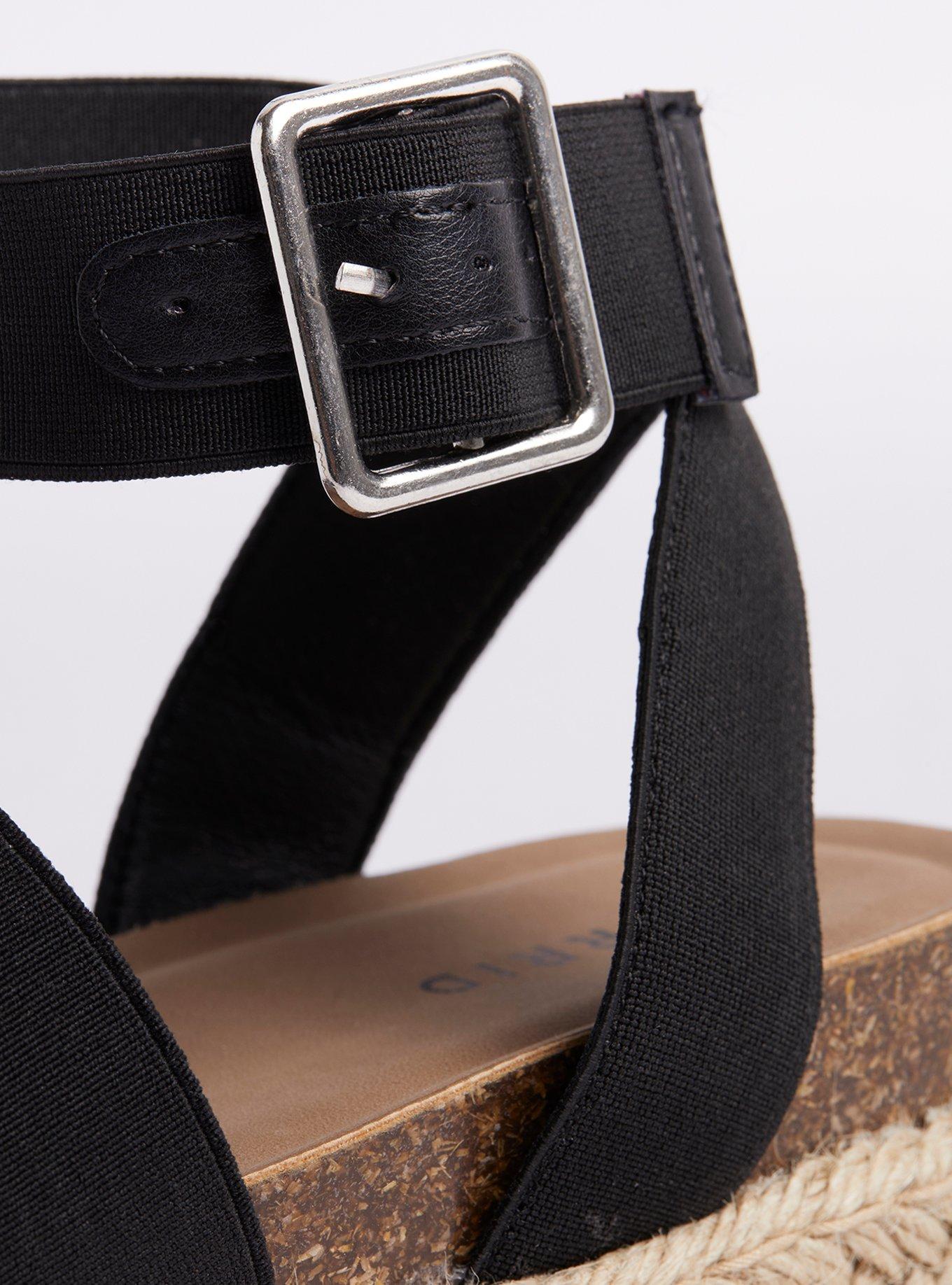 Elastic Espadrile Platform Sandal - Black (WW), BLACK, alternate