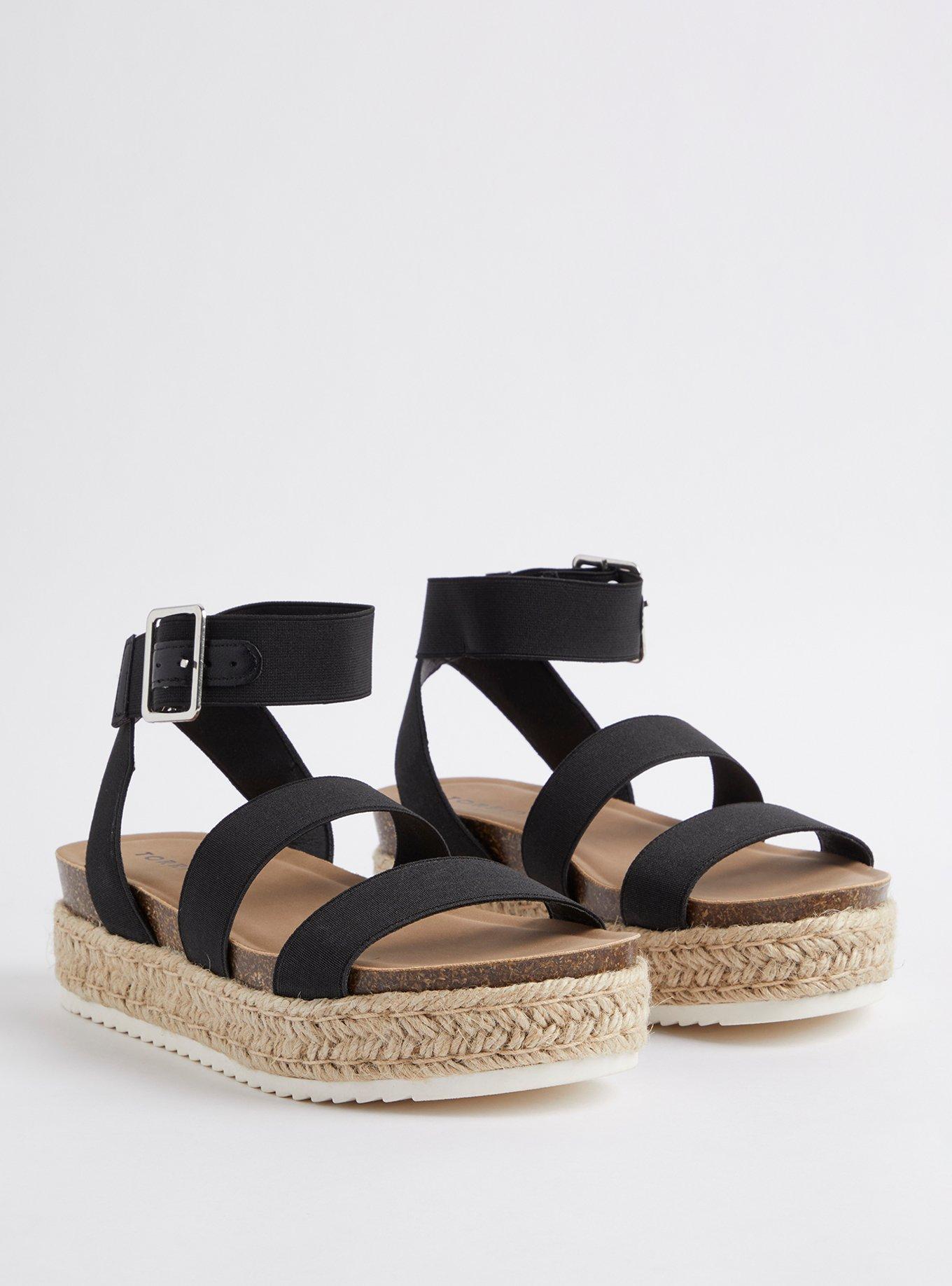Elastic Espadrile Platform Sandal - Black (WW), BLACK, hi-res