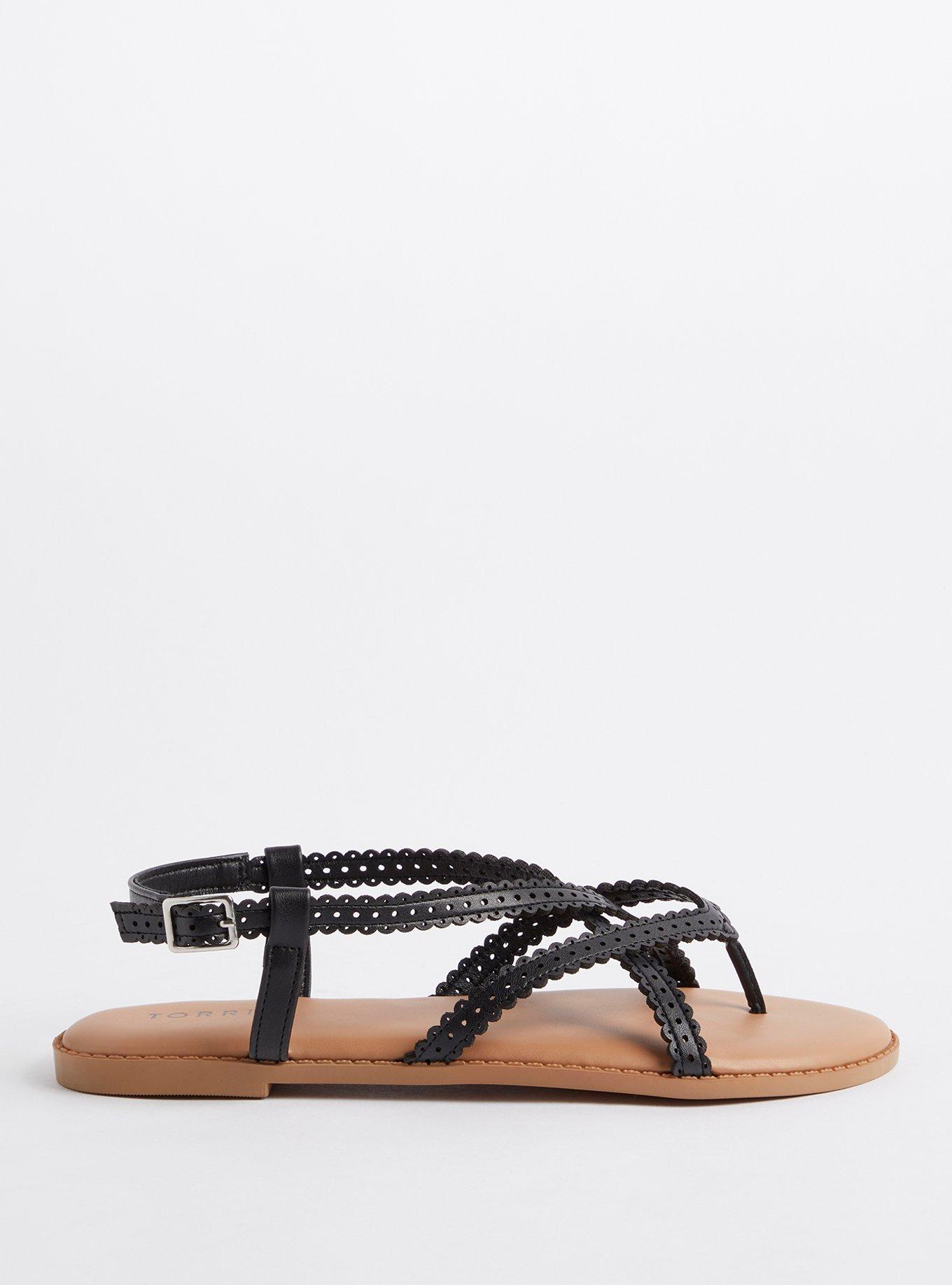 Plus Size Scallop Crisscross Gladiator - Black (WW), BLACK, alternate
