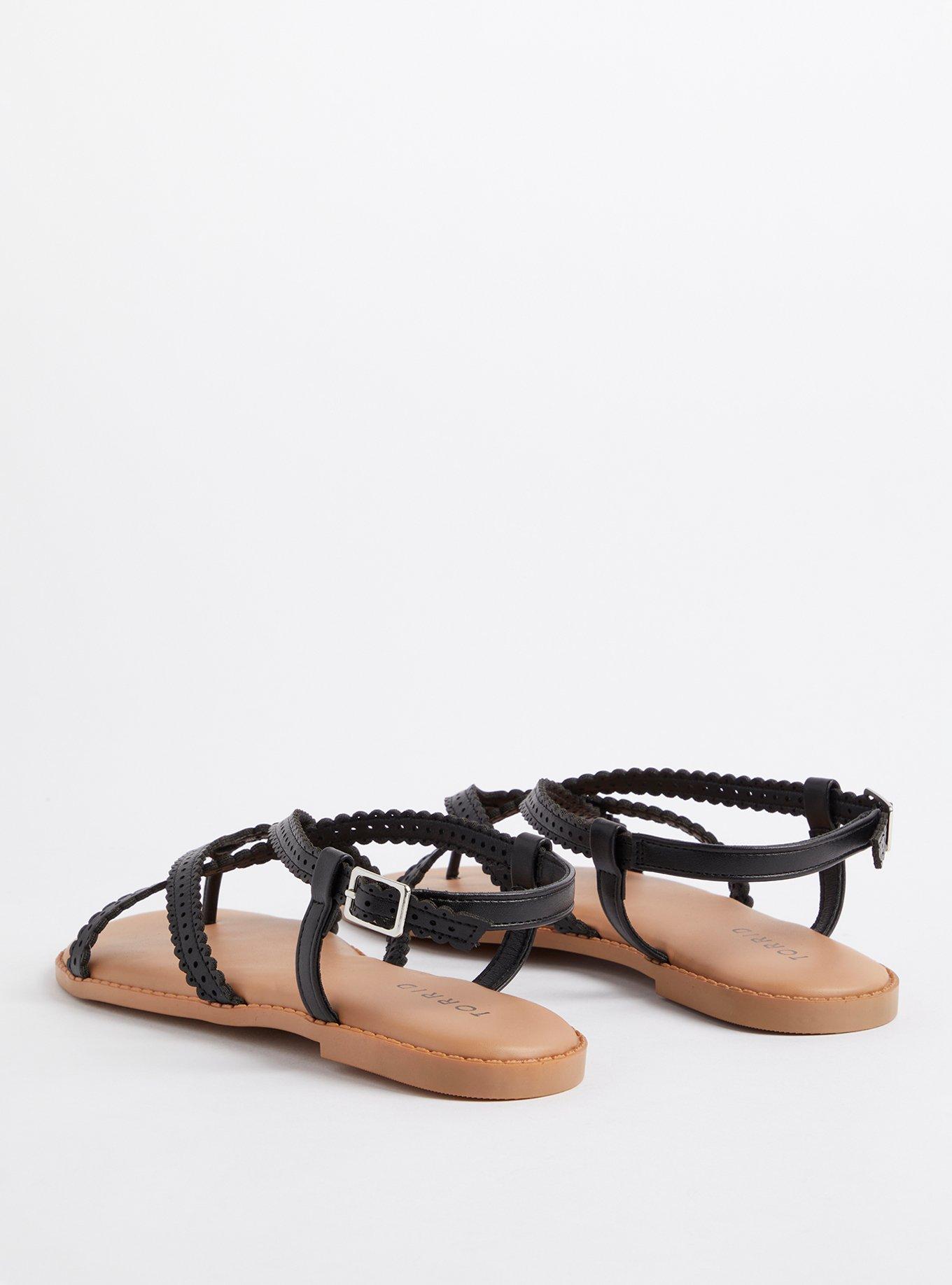 Plus Size Scallop Crisscross Gladiator - Black (WW), BLACK, alternate