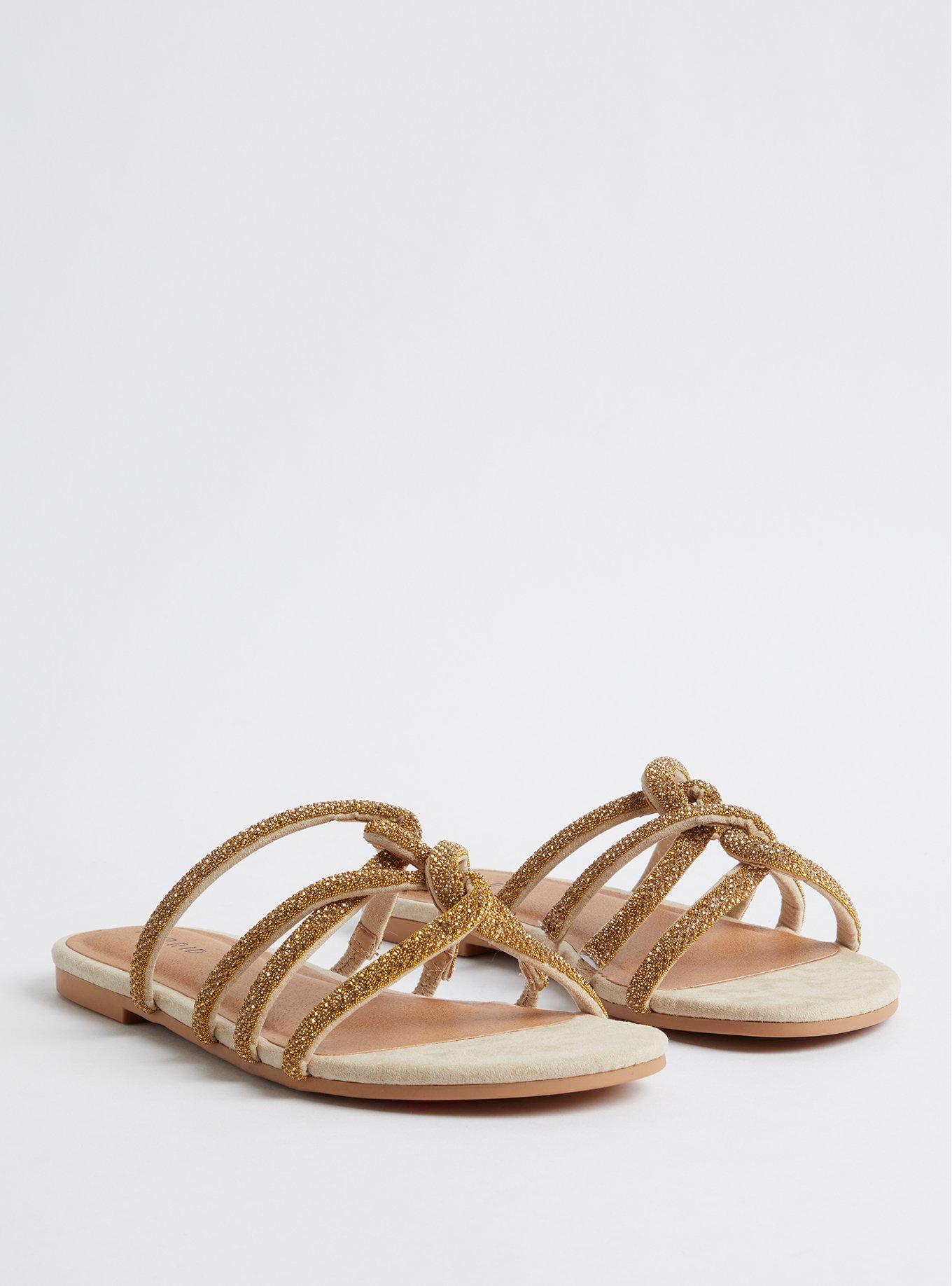 Plus Size - Gold Rhinestone T-Strap Sandal (Wide Width) - Torrid