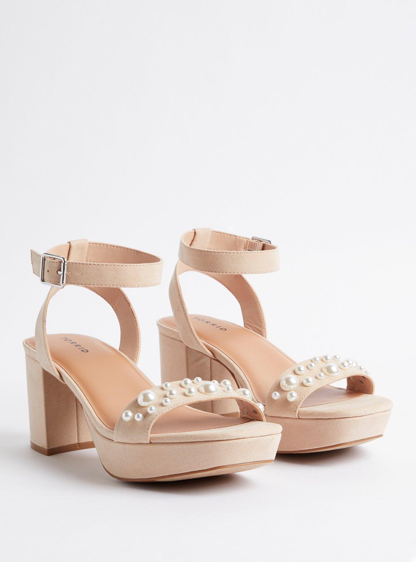 Plus Size Pearl Strap Platform Heel Beige WW Torrid
